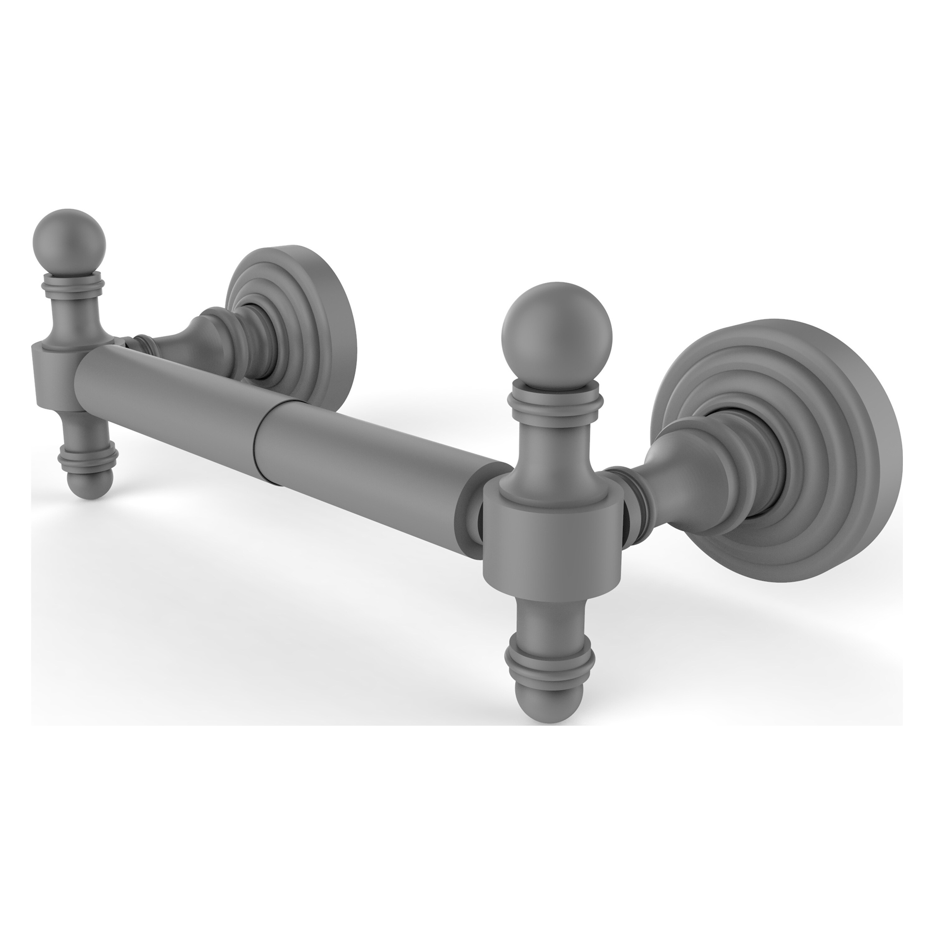 Allied Brass RW-24-GYM Retro Wave Matte Gray Wall mount Double post Toilet Paper Holder 1 -Rolls with Storage