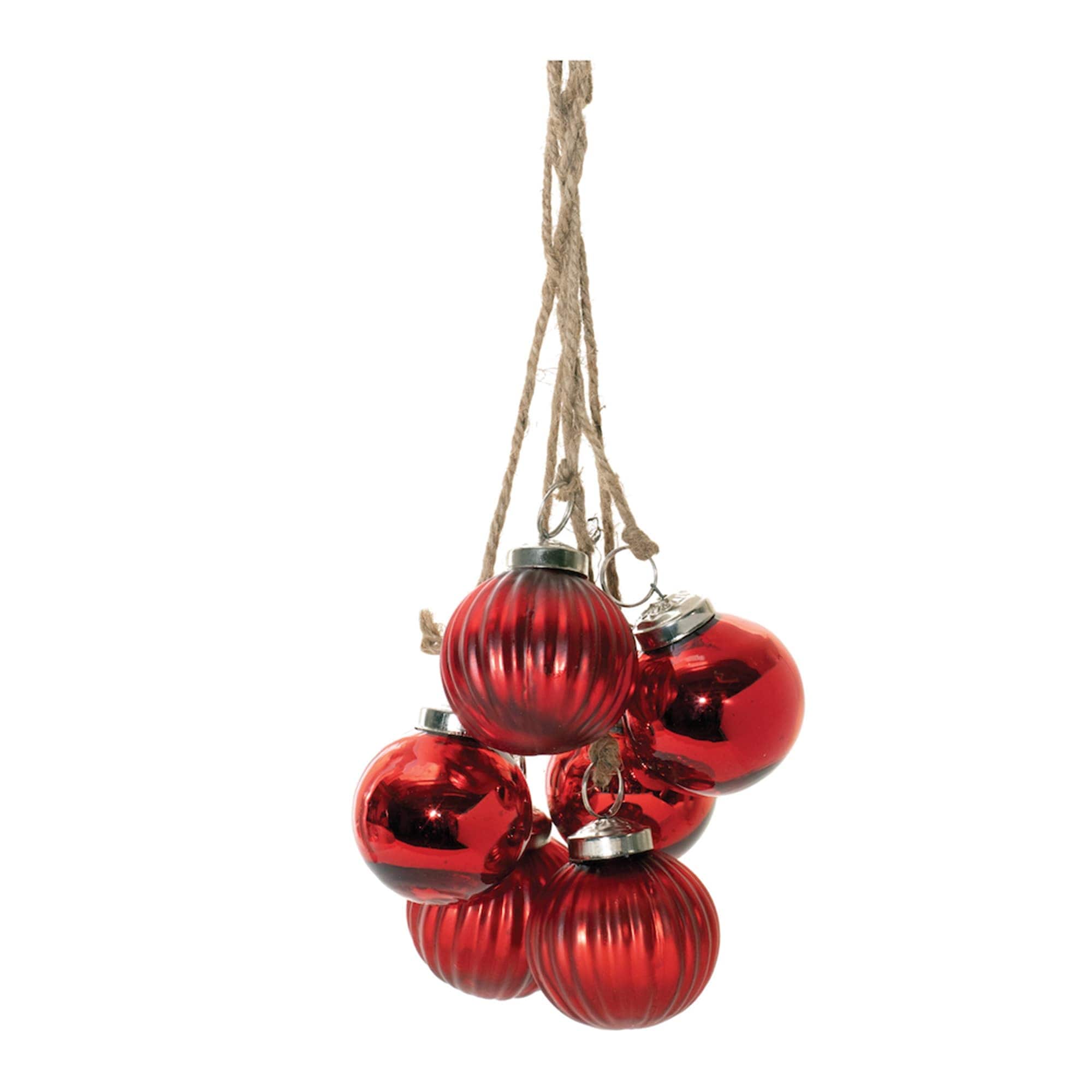 Melrose International 91829DS Red Glass Ball Cluster Drop Ornament (Set of 2)