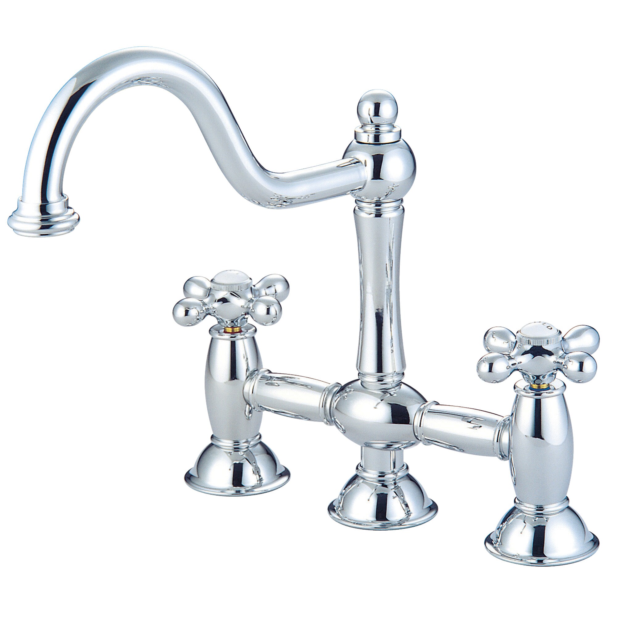 Kingston Brass WLKS3781AX Restoration Polished Chrome Double Handle Bridge Kitchen Faucet