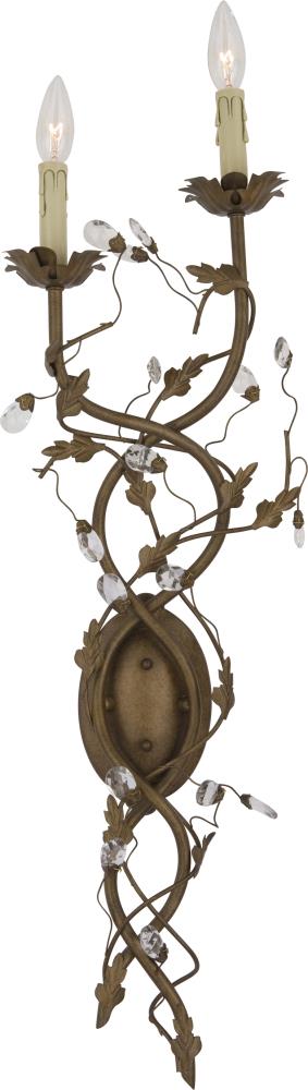 Maxim Lighting 2858EG Elegante 11-in W 2-Light Etruscan Gold French Country/Cottage Wall Sconce
