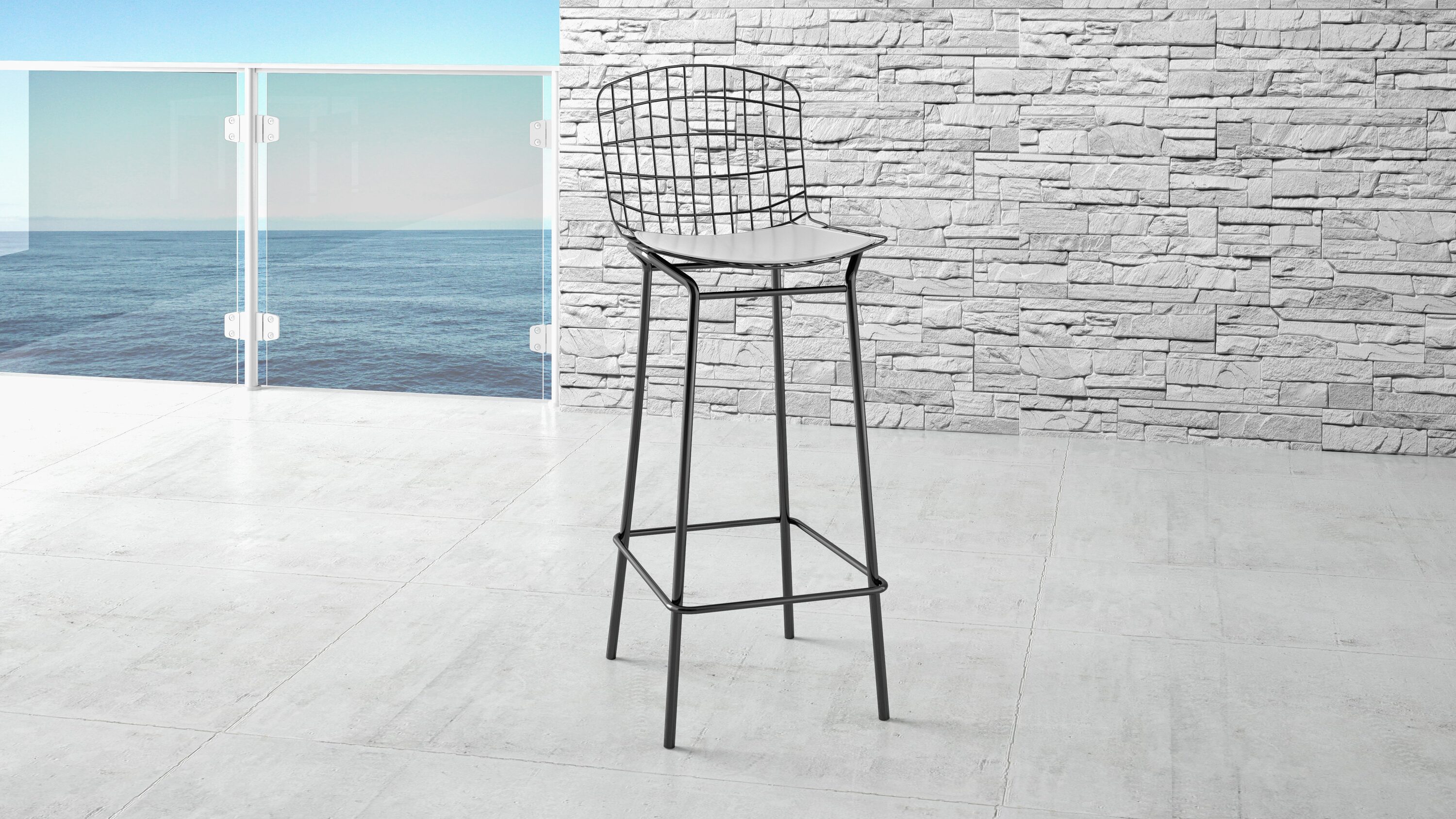 Manhattan Comfort 198AMC2 Madeline Silver and White 27.95-in H Counter height Bucket seat Metal Bar Stool and Back