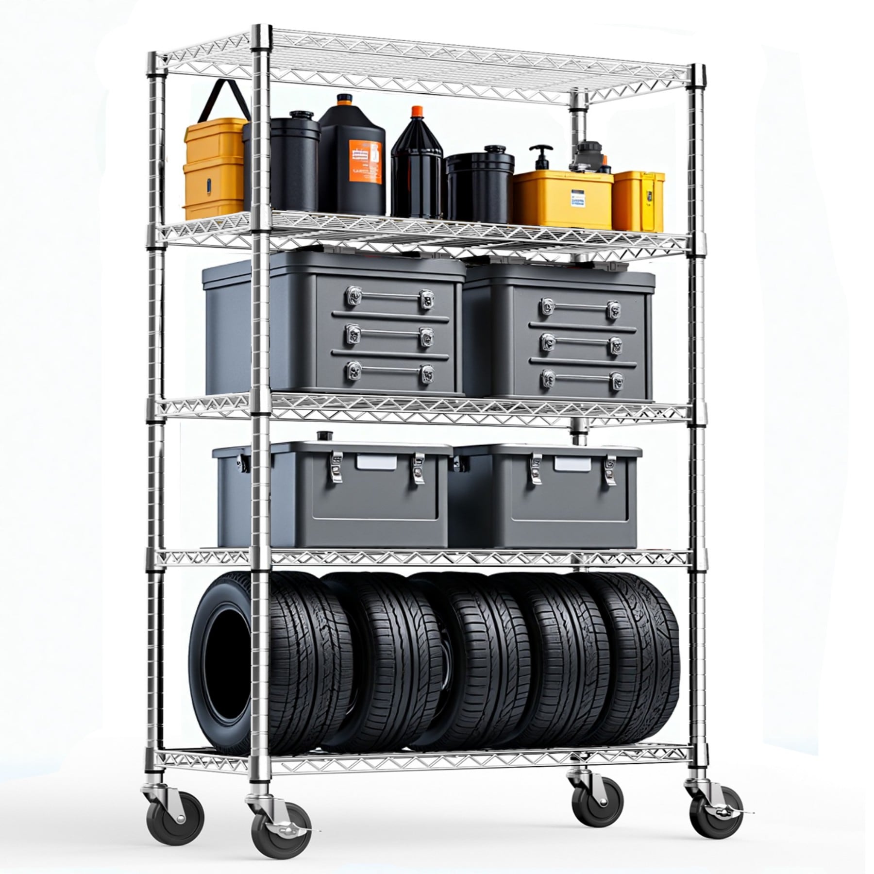 Dexmalle  Chrome 5-Shelf Heavy Duty Metal Storage Shelving