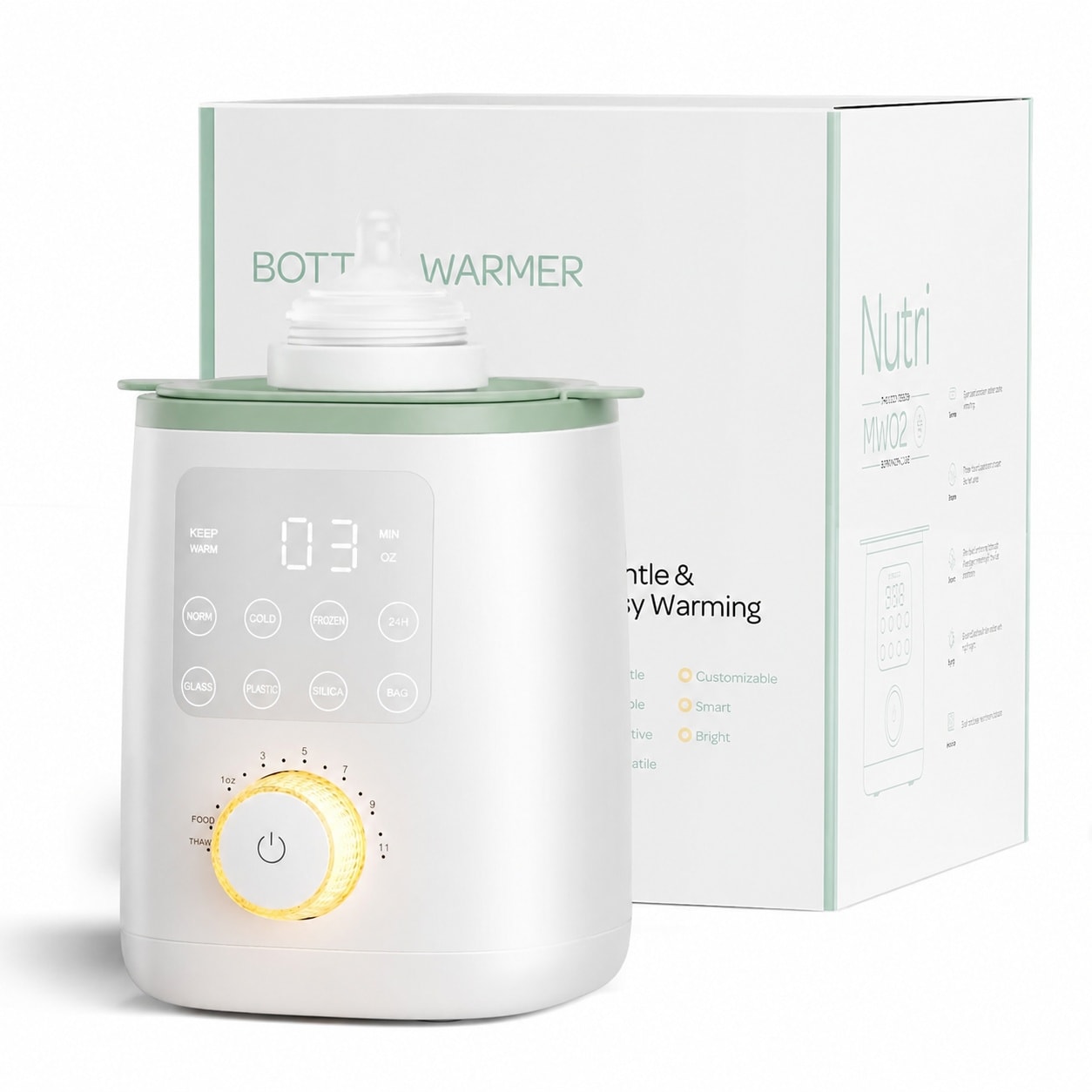 Aoibox LABZCJ28  Baby Bottle Warmer with Gentle Water Bath Heating and Night Light for Nighttime Feeding