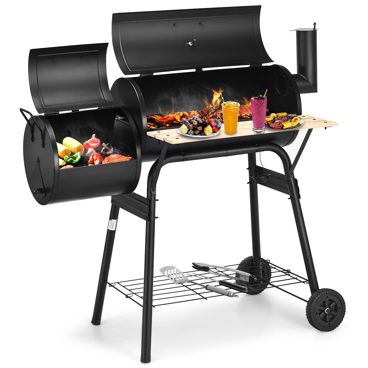 liste ignorere ægtemand Clihome Portable grills 36.7-in W Black Barrel Charcoal Grill in the  Charcoal Grills department at Lowes.com