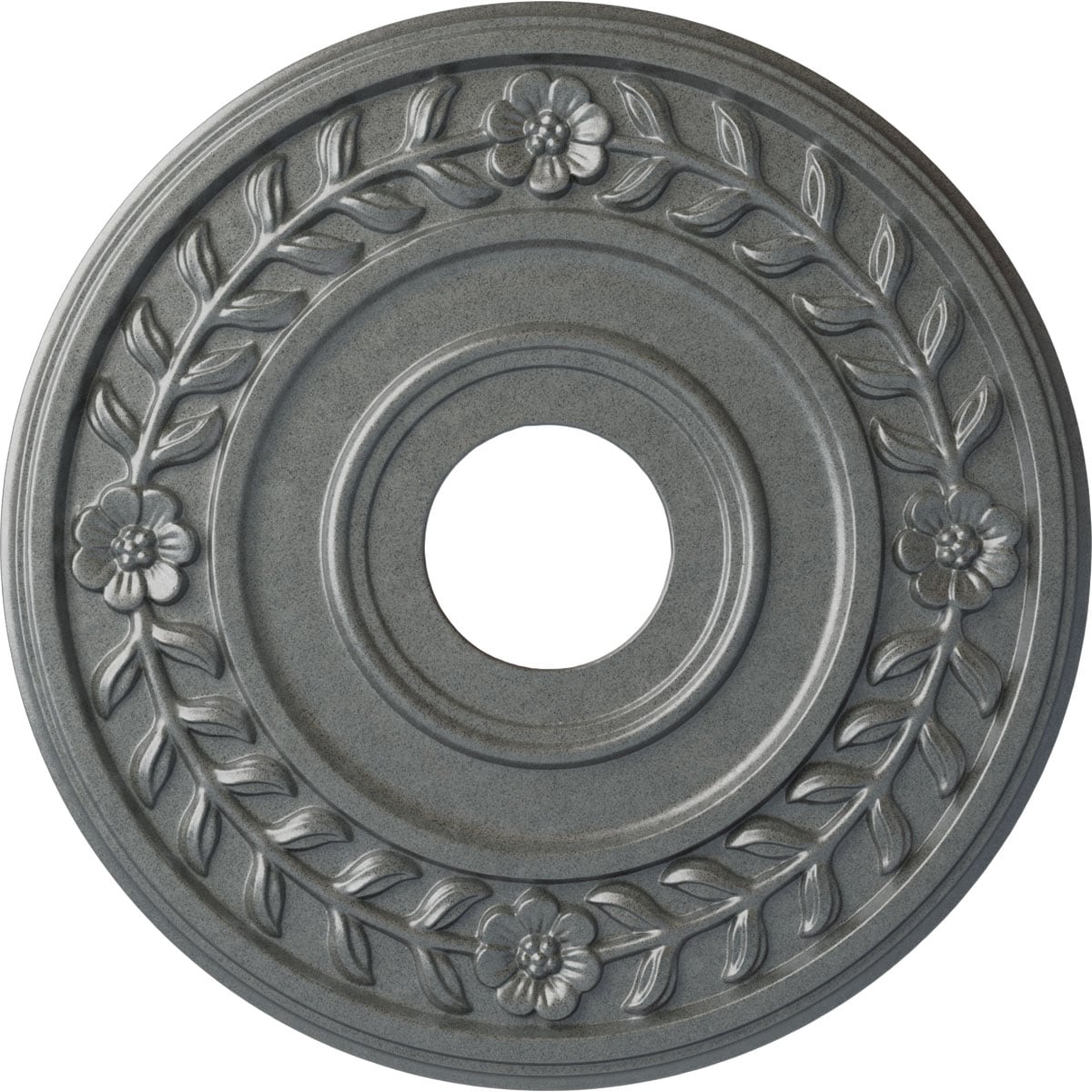 Ekena Millwork CM16WRPLS Wreath 16.25-in W x 16.25-in L Painted Platinum Polyurethane Whole Ceiling Medallion
