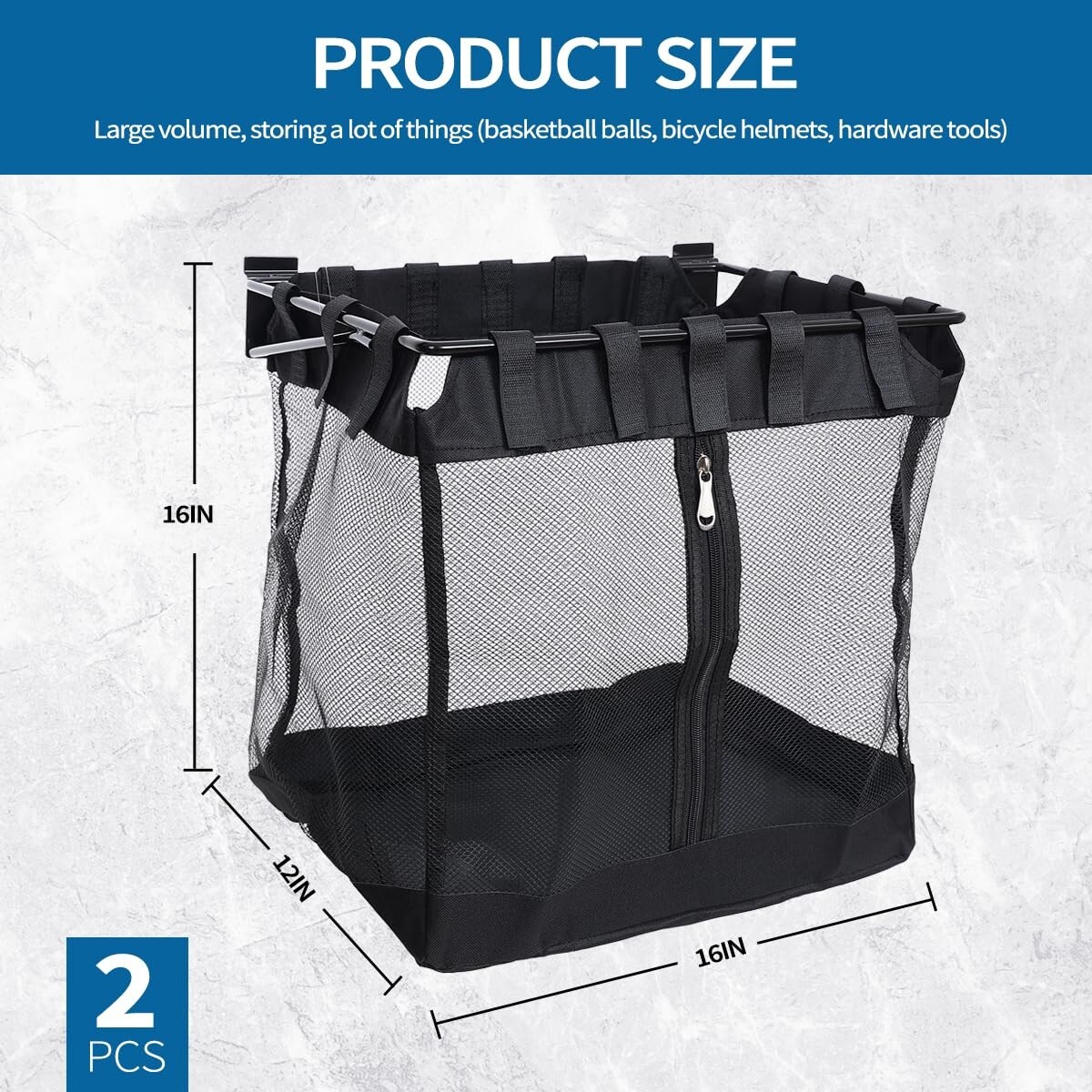 Etokfoks 16x16 in Nylon Mesh Slatwall Basket with Zipper 2 Pack Durable ...