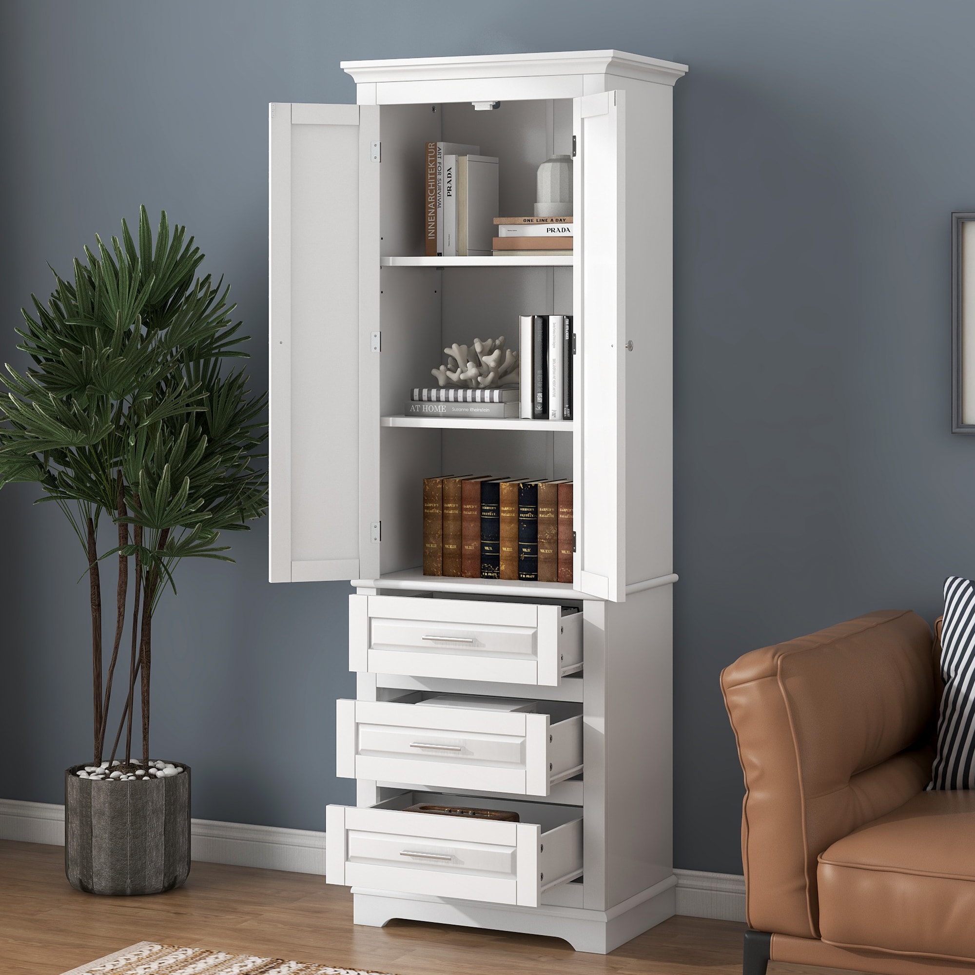 ToolCat PLP1-43-BHH White 3 -Drawer Combo dresser