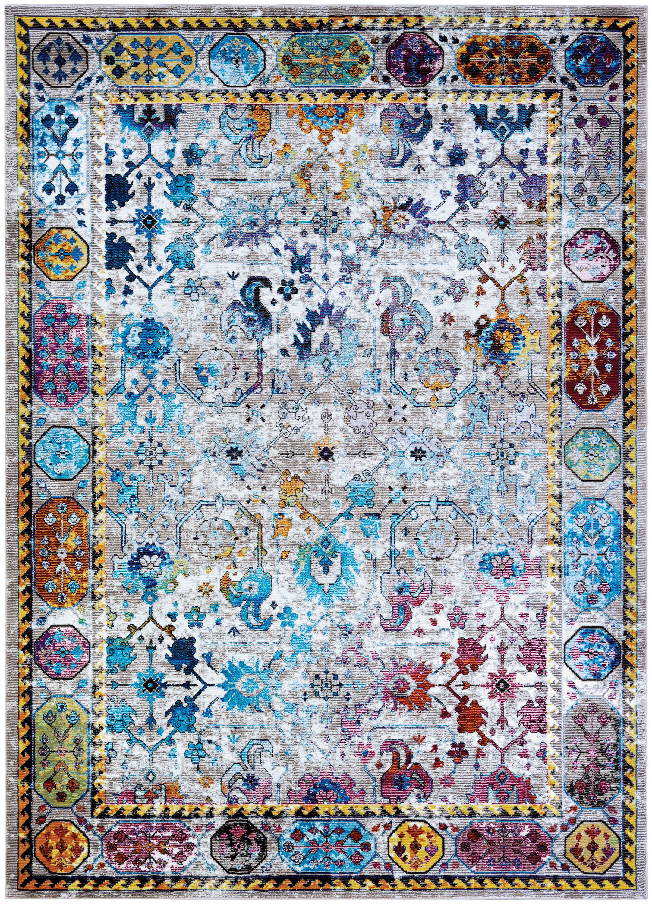 Couristan A7110233023076U Gypsy 2 x 7 (ft) Polypropylene Ivory Rectangular Indoor Floral/Botanical Runner rug