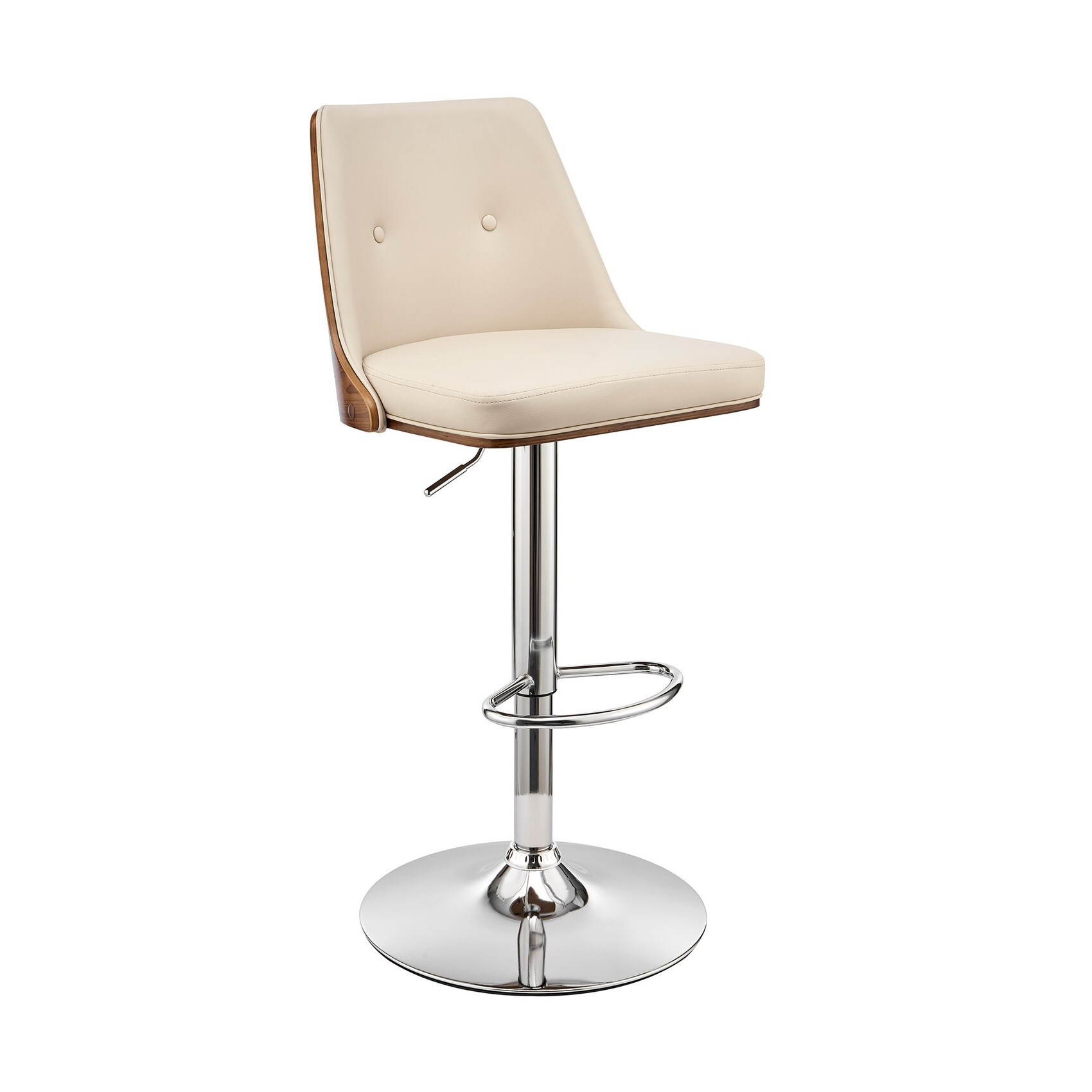 HomeRoots 4000476825 Cream 25.0-Inches H Counter height Round seat Upholstered Swivel Wood Bar Stool and Back
