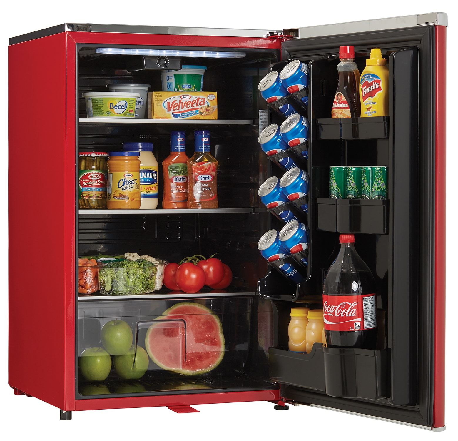 Modern Red Mini Fridge Compact Personal Refrigerator 6 Soda Can Snacks  Bottles