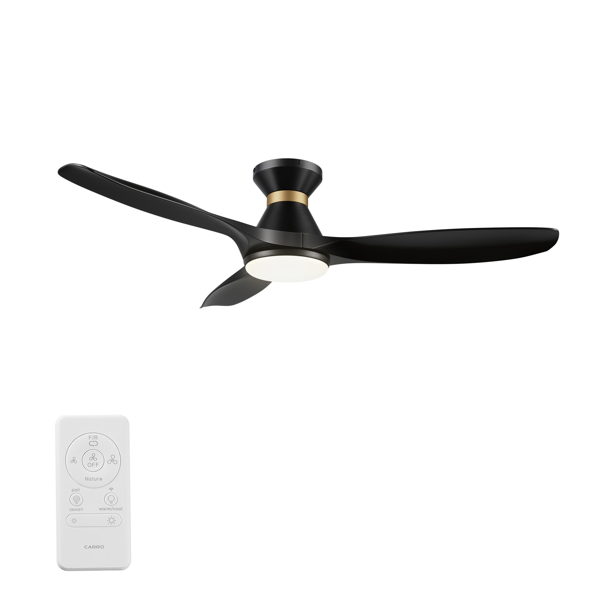 Craftmade Cole 52-in Flat Black Integrated LED Indoor/Outdoor Flush Mount Smart Ceiling Fan with Light and Remote (3-Blade) CLE52FB3 Sansujyuku sansujyuku.com