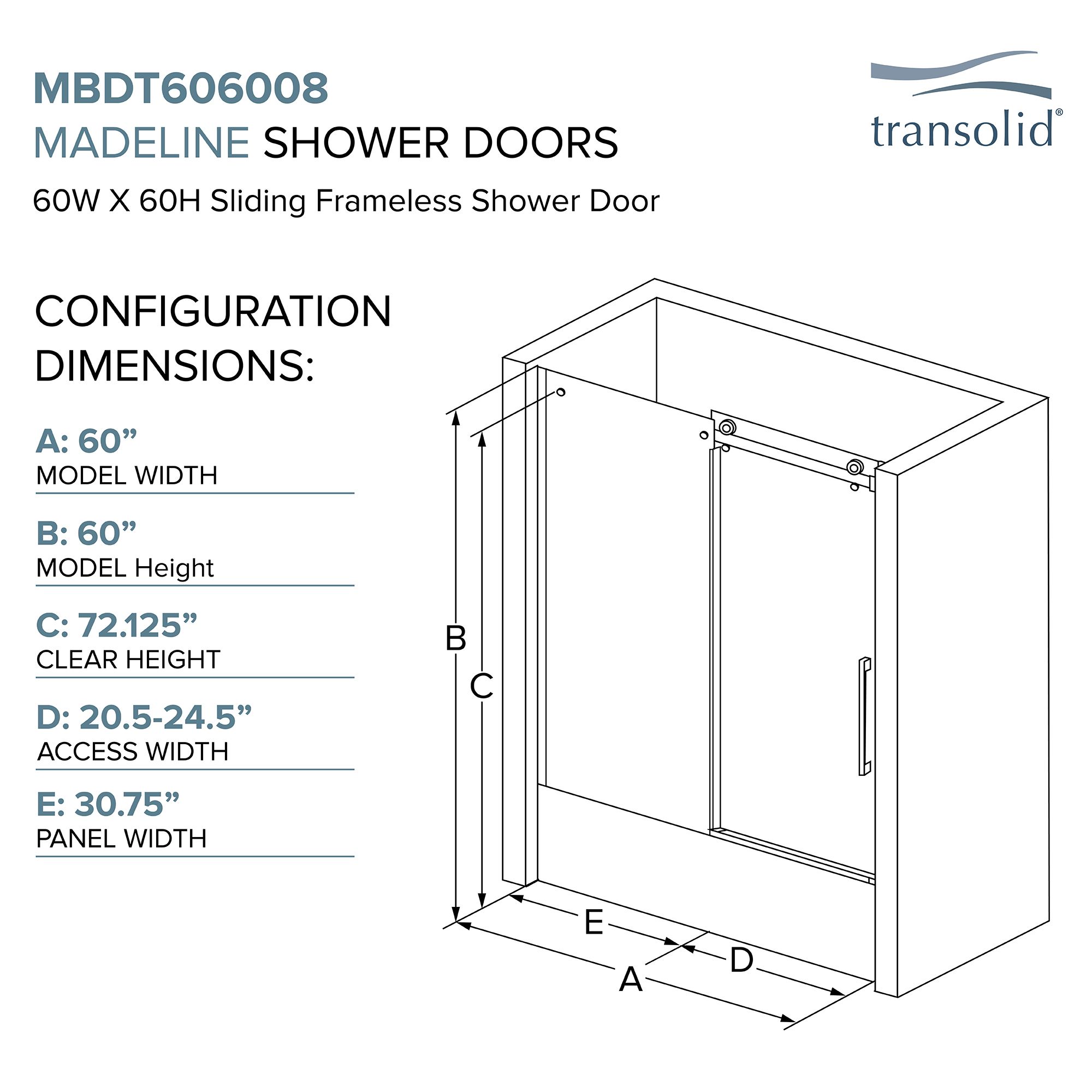 Transolid MBDT606008C-T-PC Shower-Doors - View #4