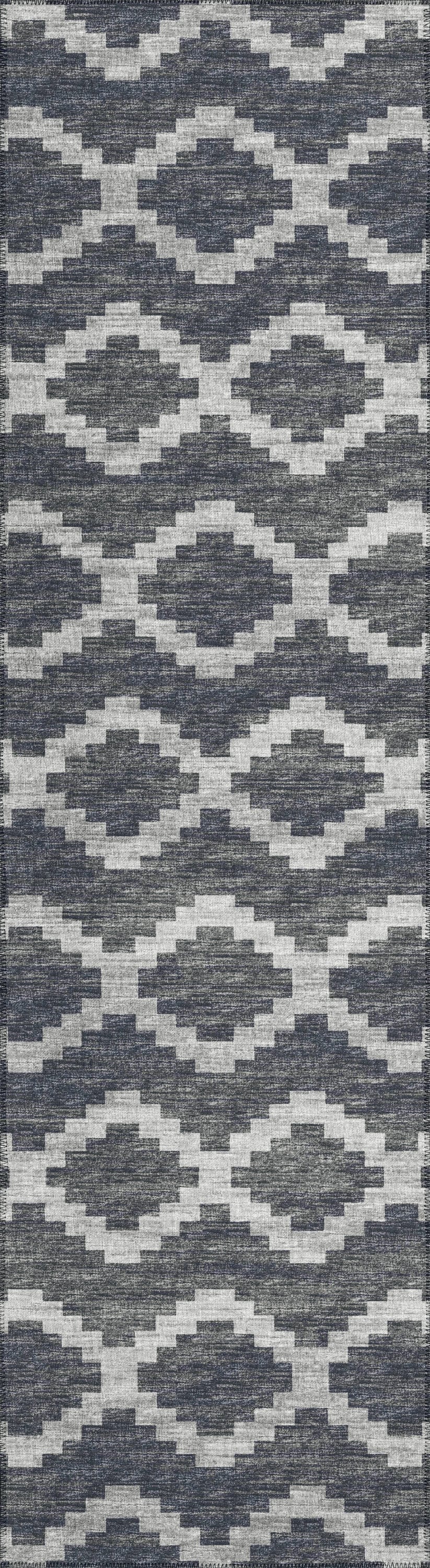 Addison Rugs AYU39GR2X8 Yuma 2 x 8 (ft) Chenille Gray Rectangular Indoor/Outdoor Geometric Southwestern Machine washable Runner rug