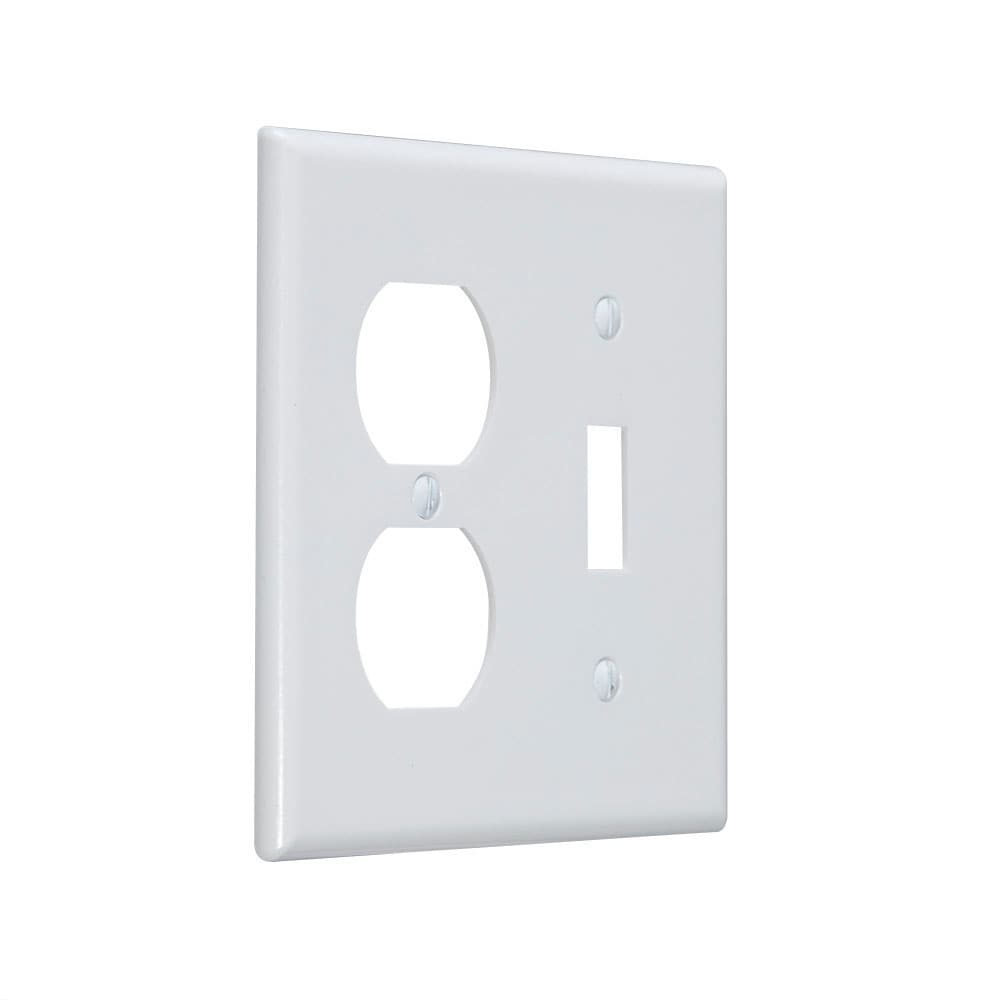 Hubbell 2-Gang Standard Size White Plastic Indoor Toggle/Duplex Wall ...