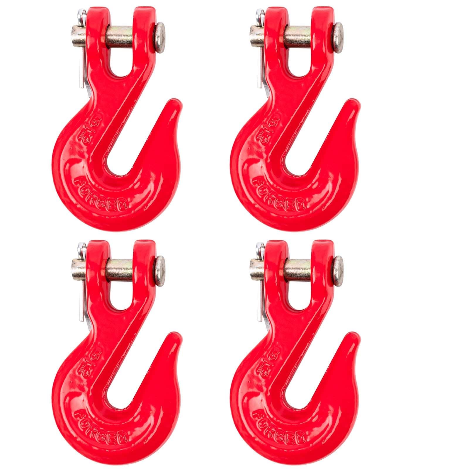 KIWDZFU  Grade 80 5/16 in Clevis Grab Hooks 4 Pack Heavy Duty Tow Chain Hooks with 4900 Pounds Working Load for Transport Binder Chains and