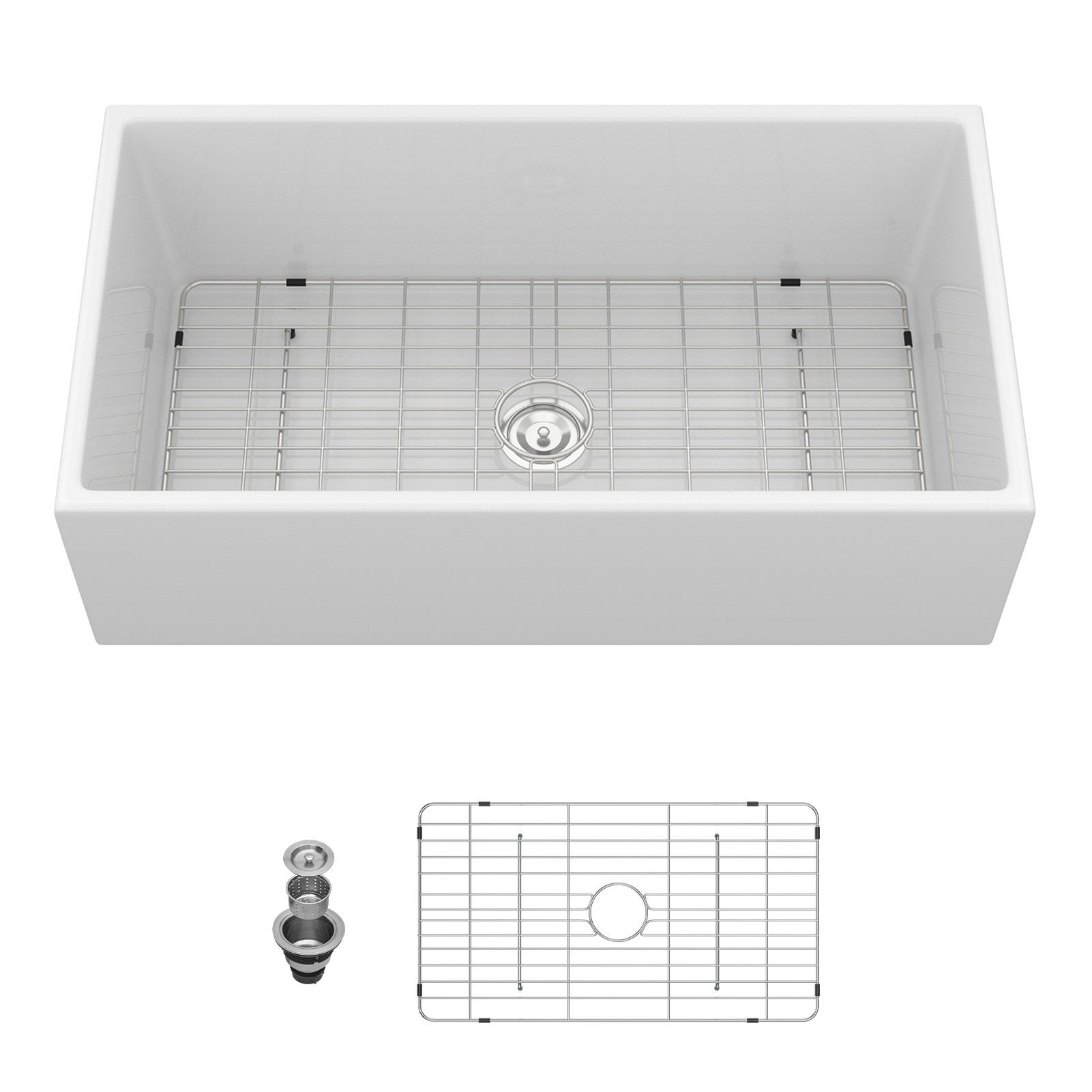Vanityfus 36 Inch White Farmhouse Sink - Apron Front