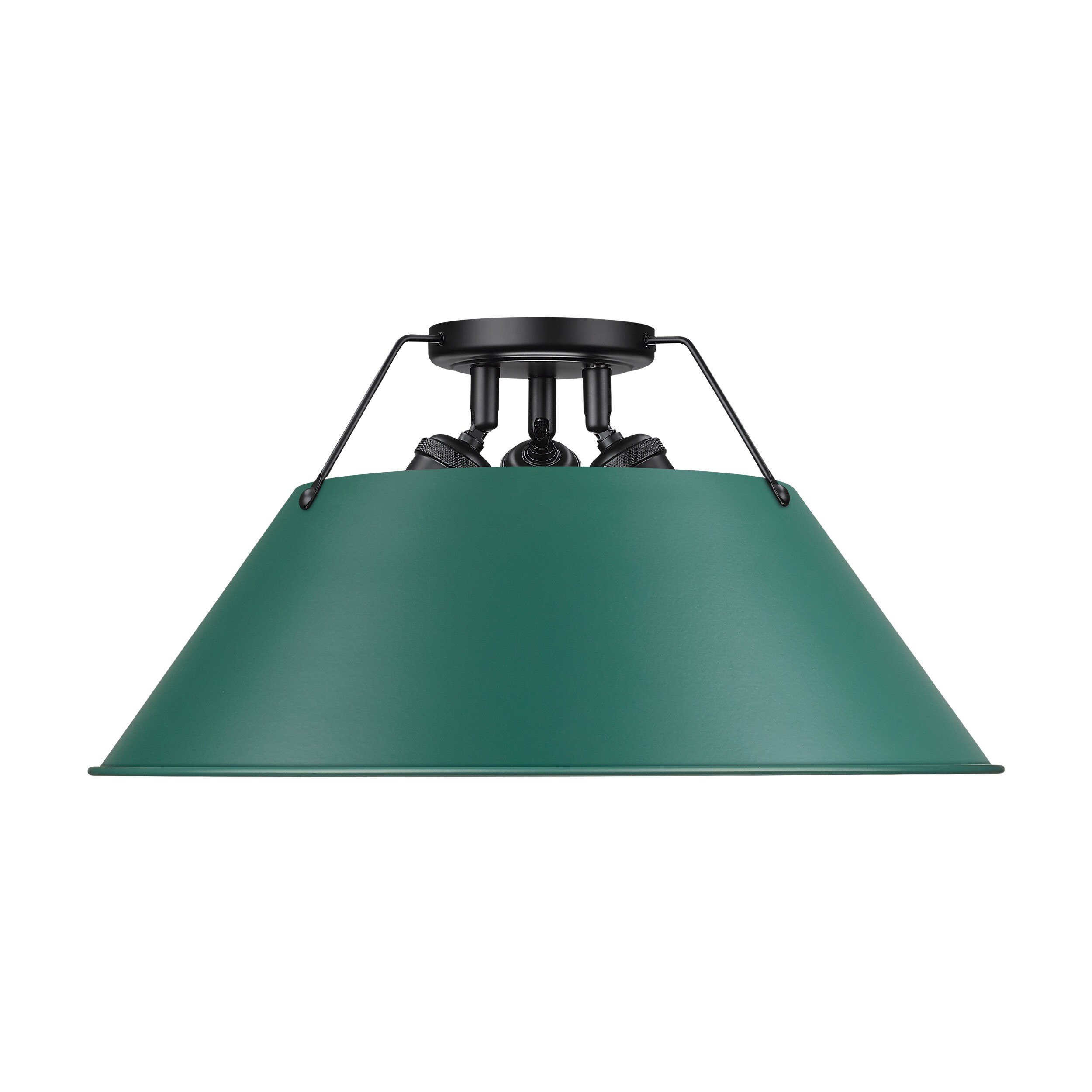 Golden Lighting 3306-3FM BLK-GN Orwell 3 -Light 18.75-in Matte Black Flush Mount Light