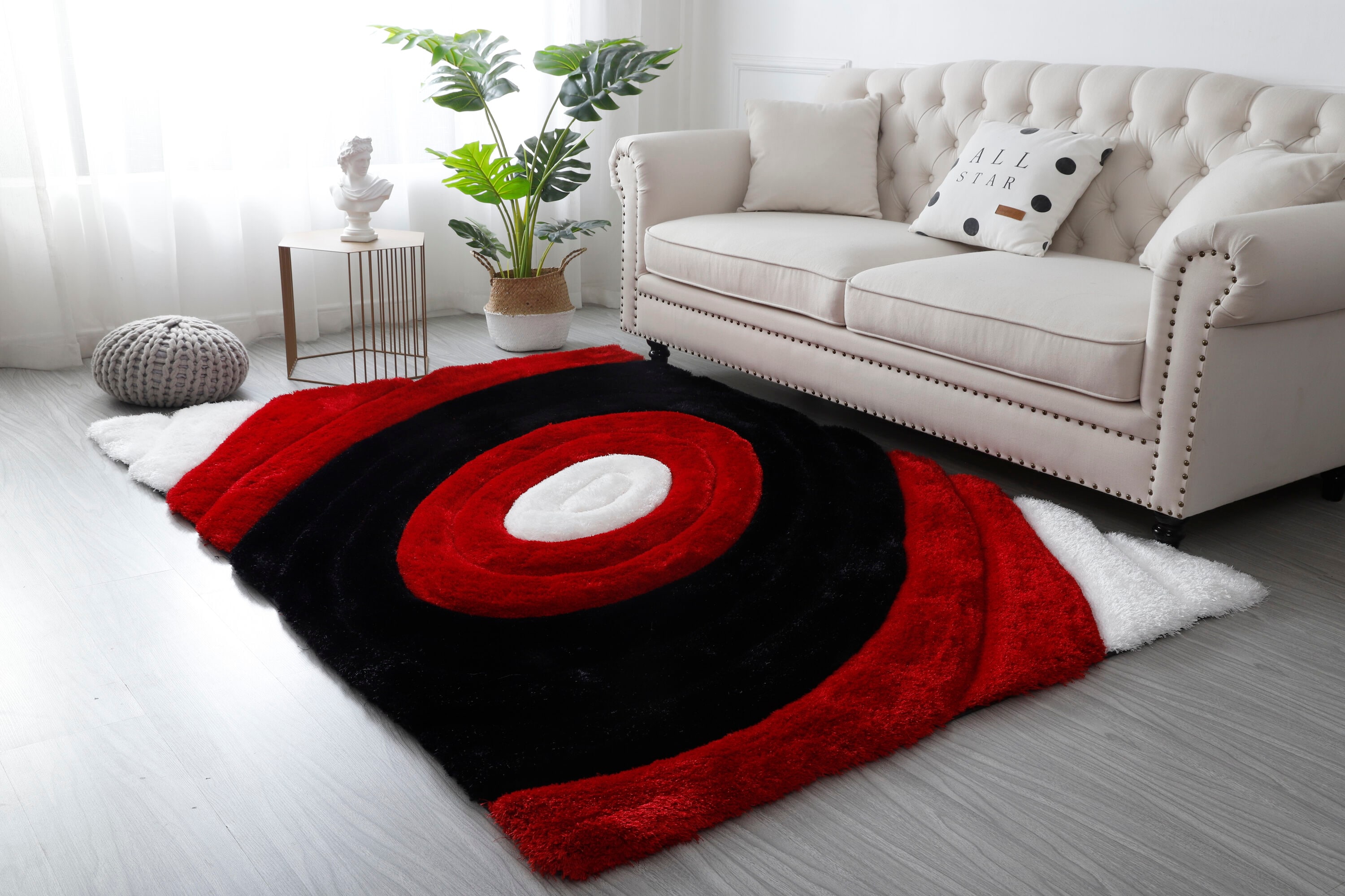 MDA Rugs MS5157 Mateos 5 x 7 (ft) Polyester Red and Black Rectangular Indoor Abstract Area rug