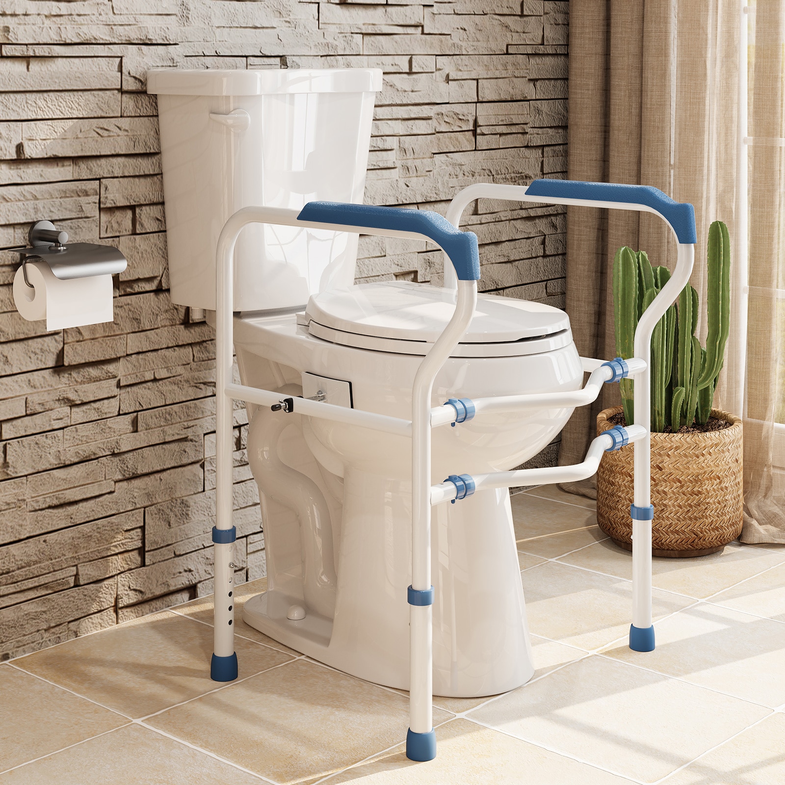 HOROW Safe Rise Toilets White Round Extra tall 12-in Rough-In 1.28 GPF Soft Close 2-piece Toilet