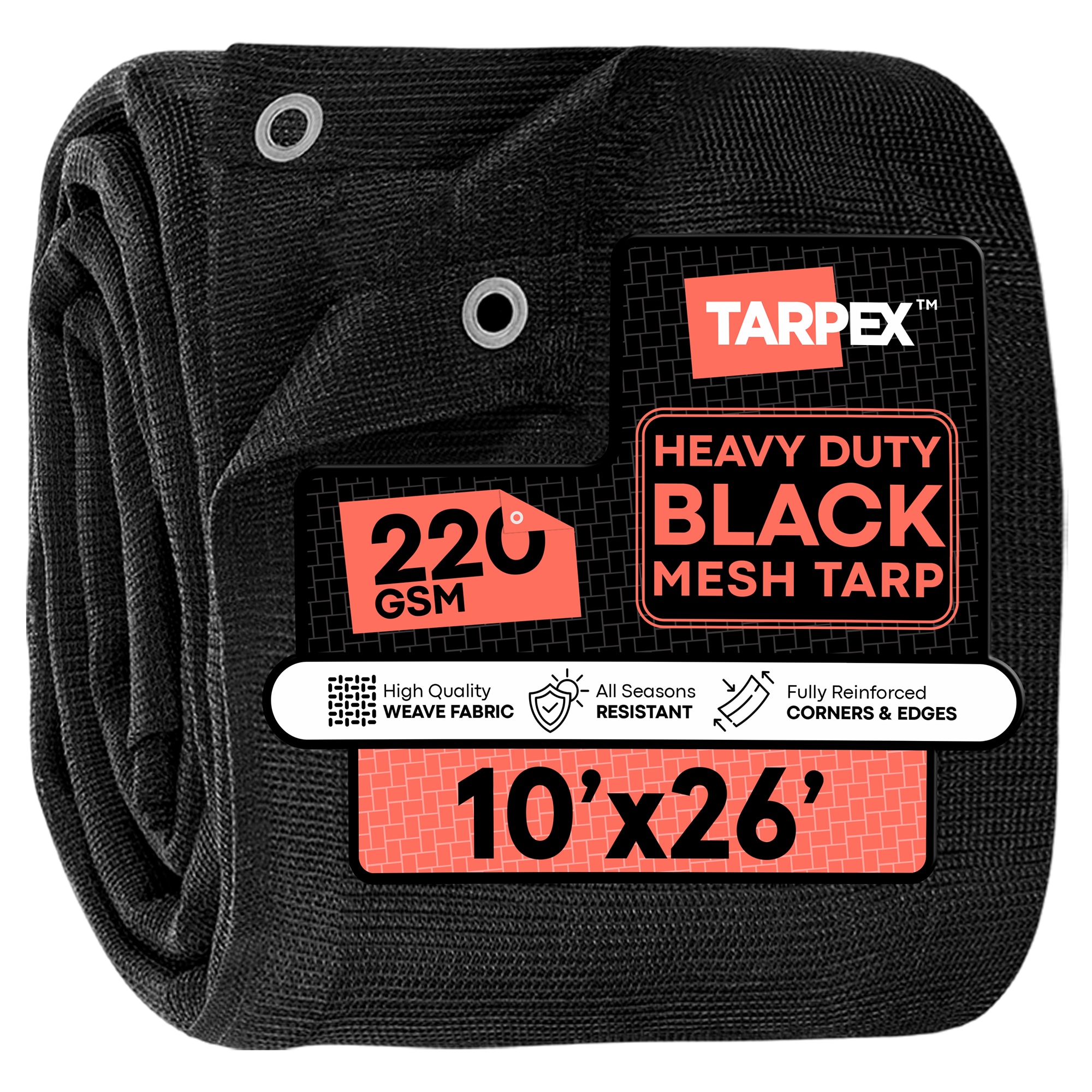 Tarpex 10-ft x 26-ft Black Water resistant Commercial Polyethylene mesh