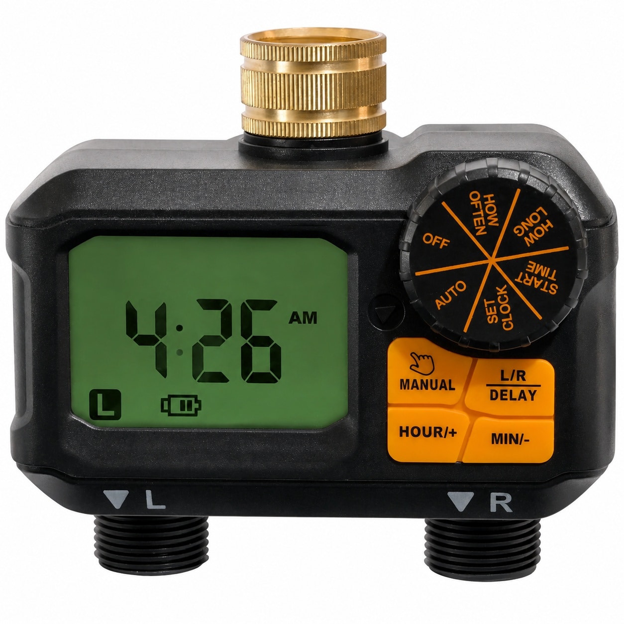 Aoibox  2 Zone Programmable Faucet Timer with Rain Delay and Auto Cycle Watering for Garden Hose Grey