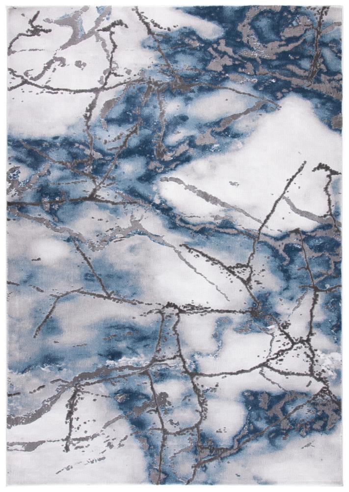 Abstract Swirls Easy-Care Synthetic Area Rug, 6'7" x 9', Grey/Blue