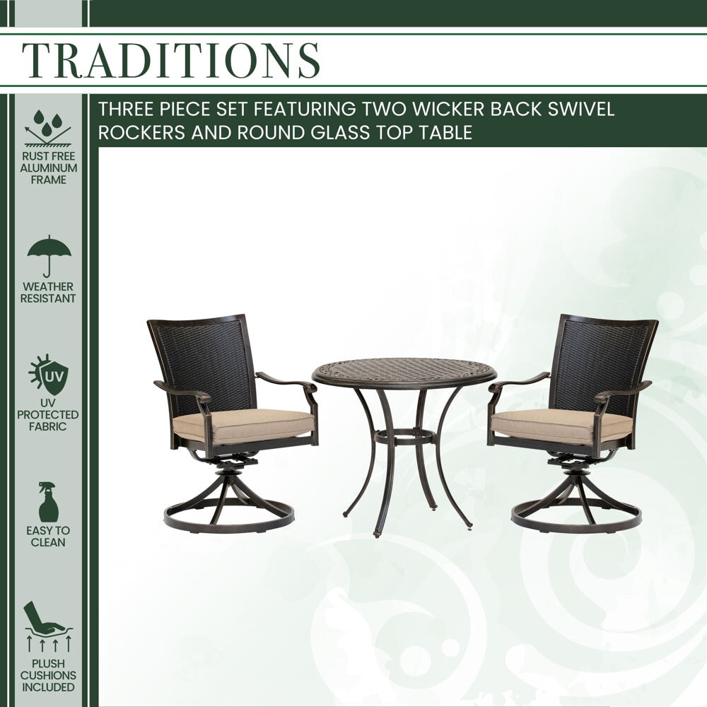 Hanover TRADDNWB3PCSWG-TAN Patio-Dining-Sets - View #2