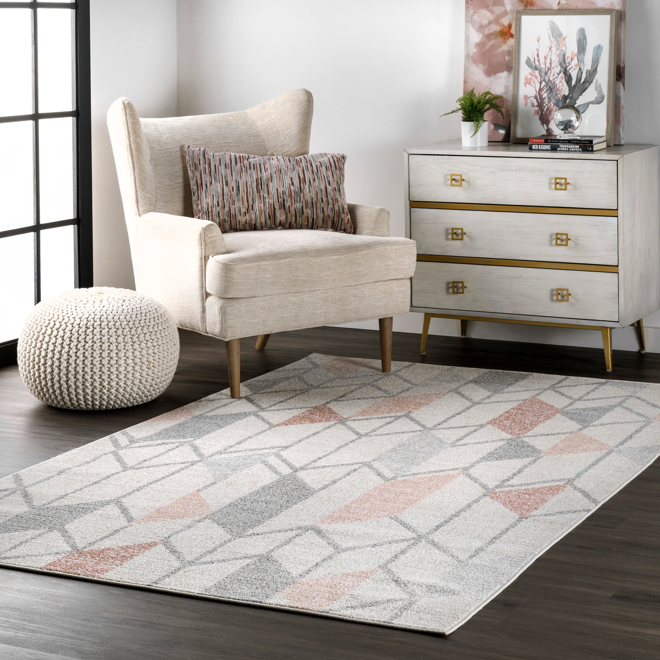 nuLOOM ACUT01A-8010 Lydia 8 x 10 (ft) Loomed Polypropylene Beige Rectangular Indoor Geometric Area rug