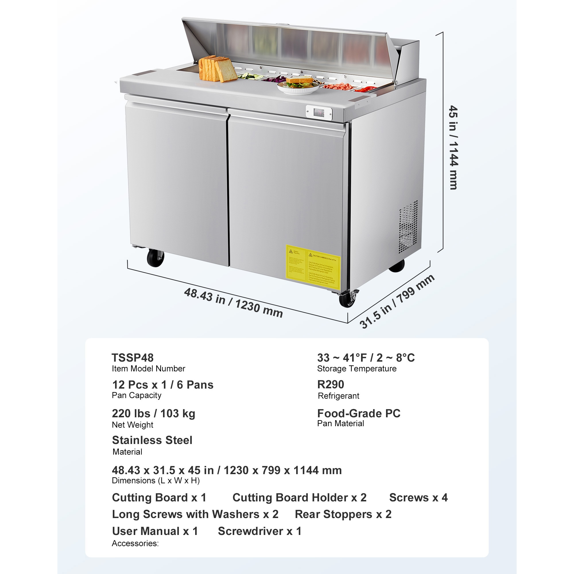 VEVOR SCGZTBXSMZGZ08190V1 Refrig-Prep-Tables - View #7