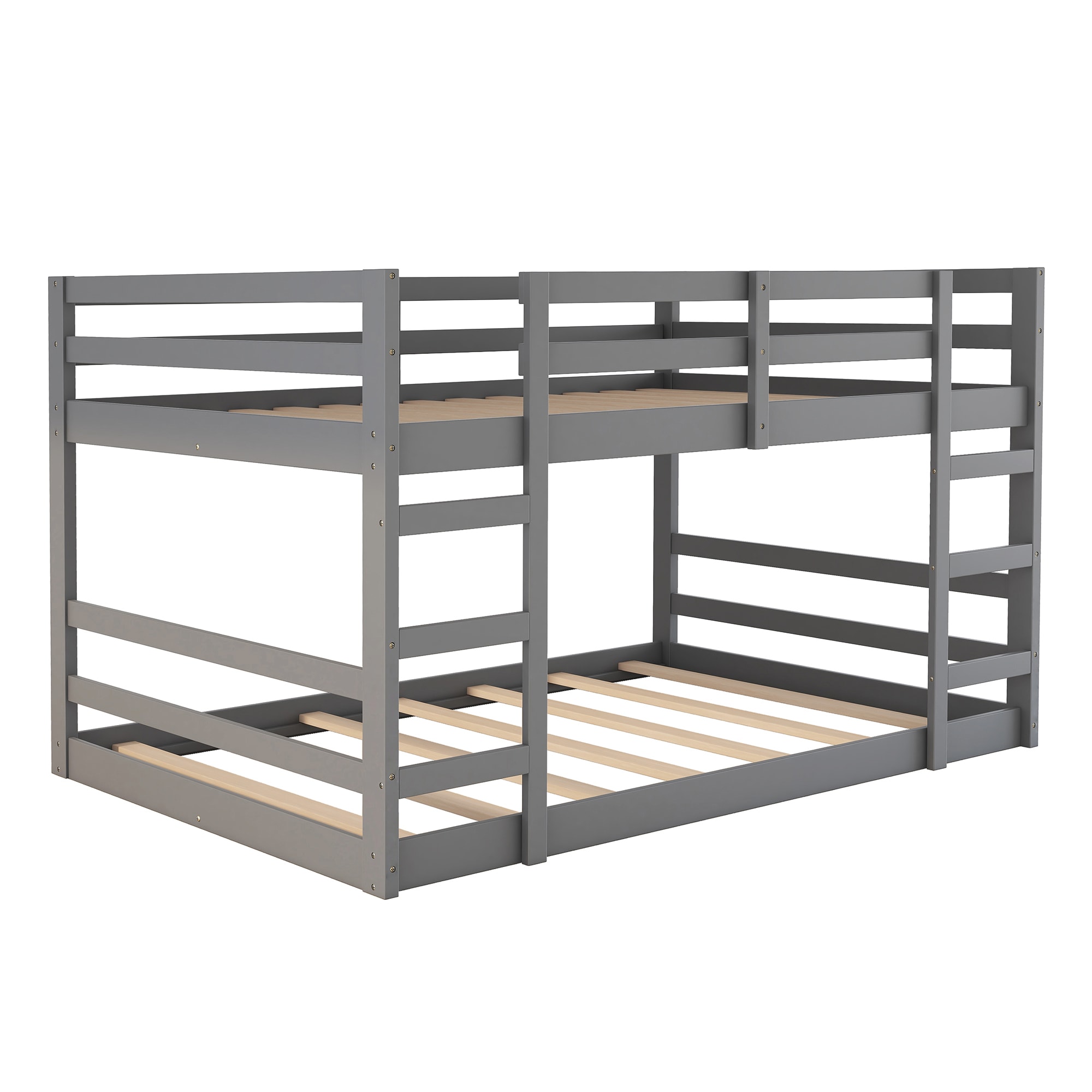  Gray Full over Full Bunk Bed with 2 Ladders