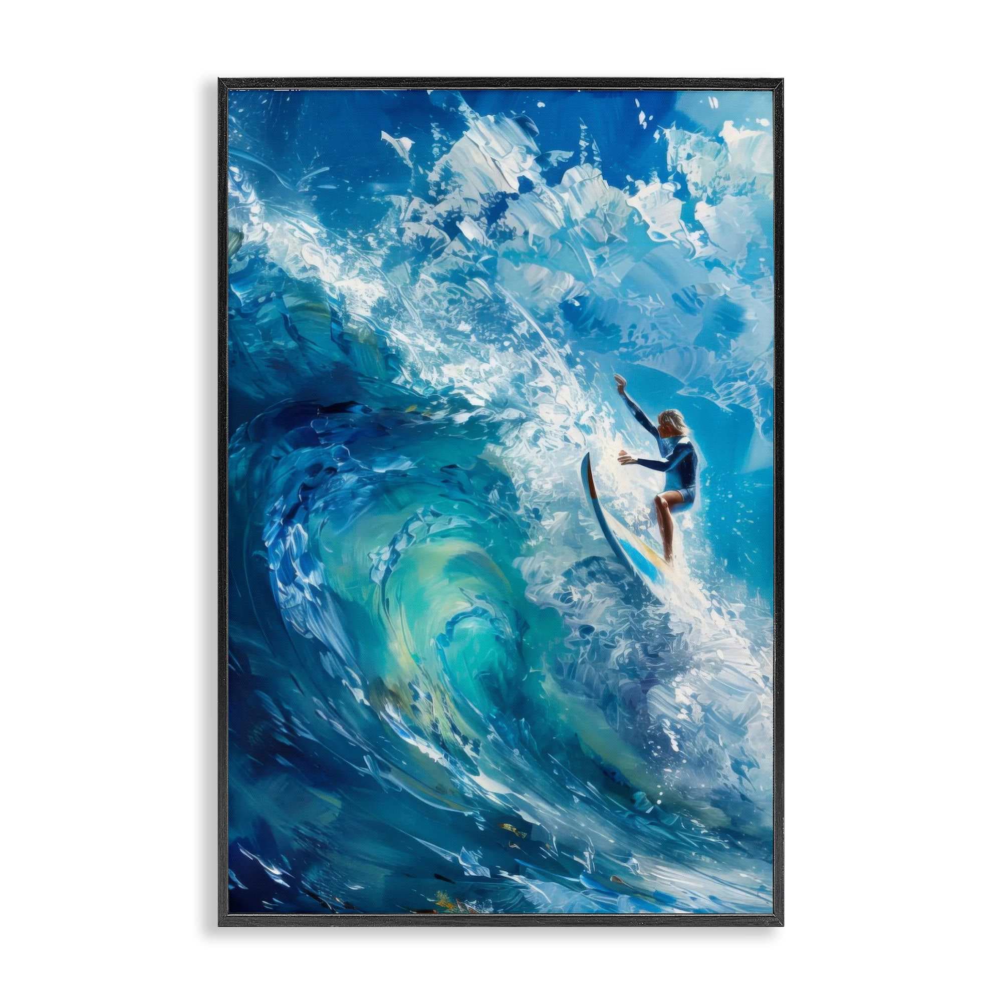 Stupell Industries BT-717-FR-12X18 Soul Surfer on Tidal Wave Framed Giclee design by LSR Design Studio