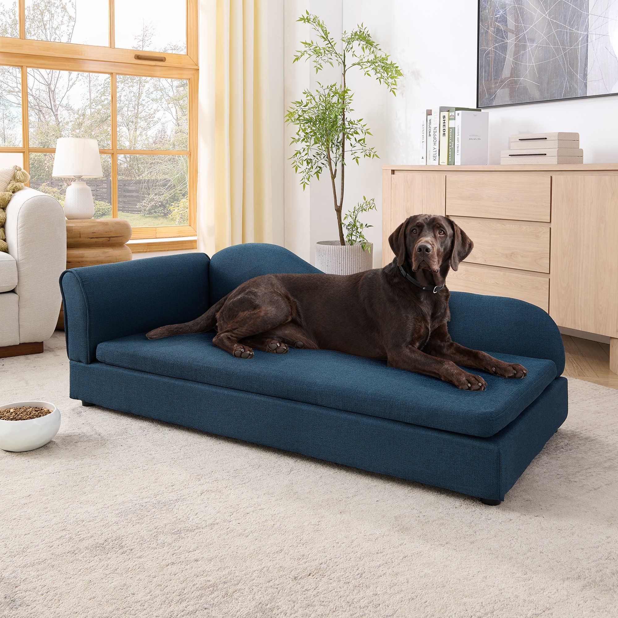 Clihome - Rectangular Dark Blue Polyester Sofa Cat Bed (Any Size)