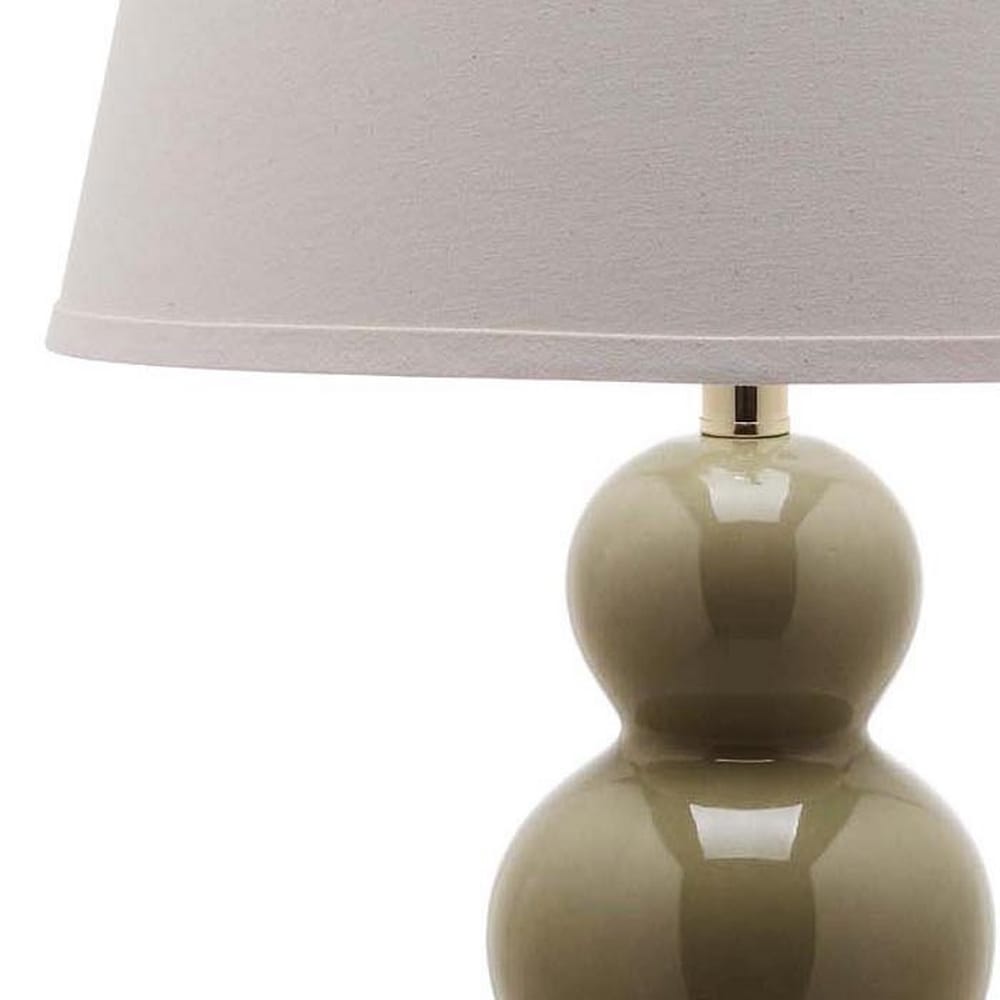 Pamela 28-Inch Taupe Ceramic Triple Gourd Table Lamp Set