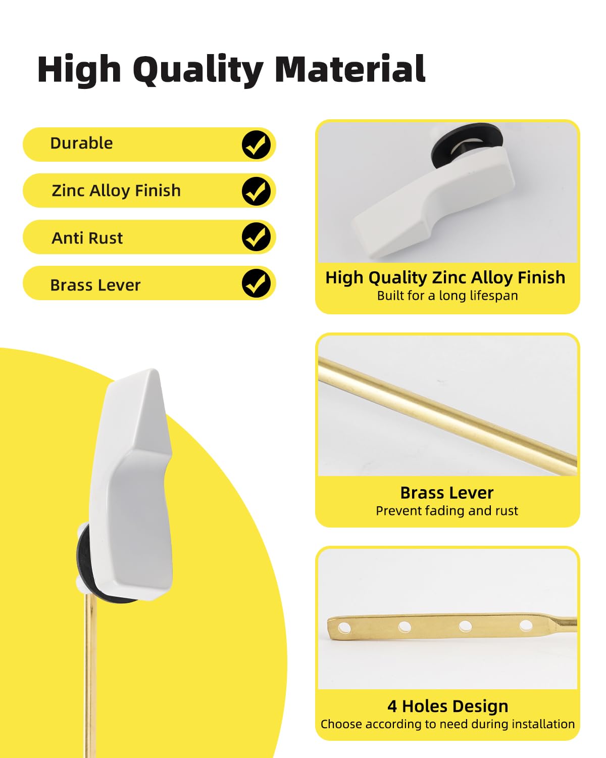 Etokfoks front mount toilet tank flush handle replacement lever with ...