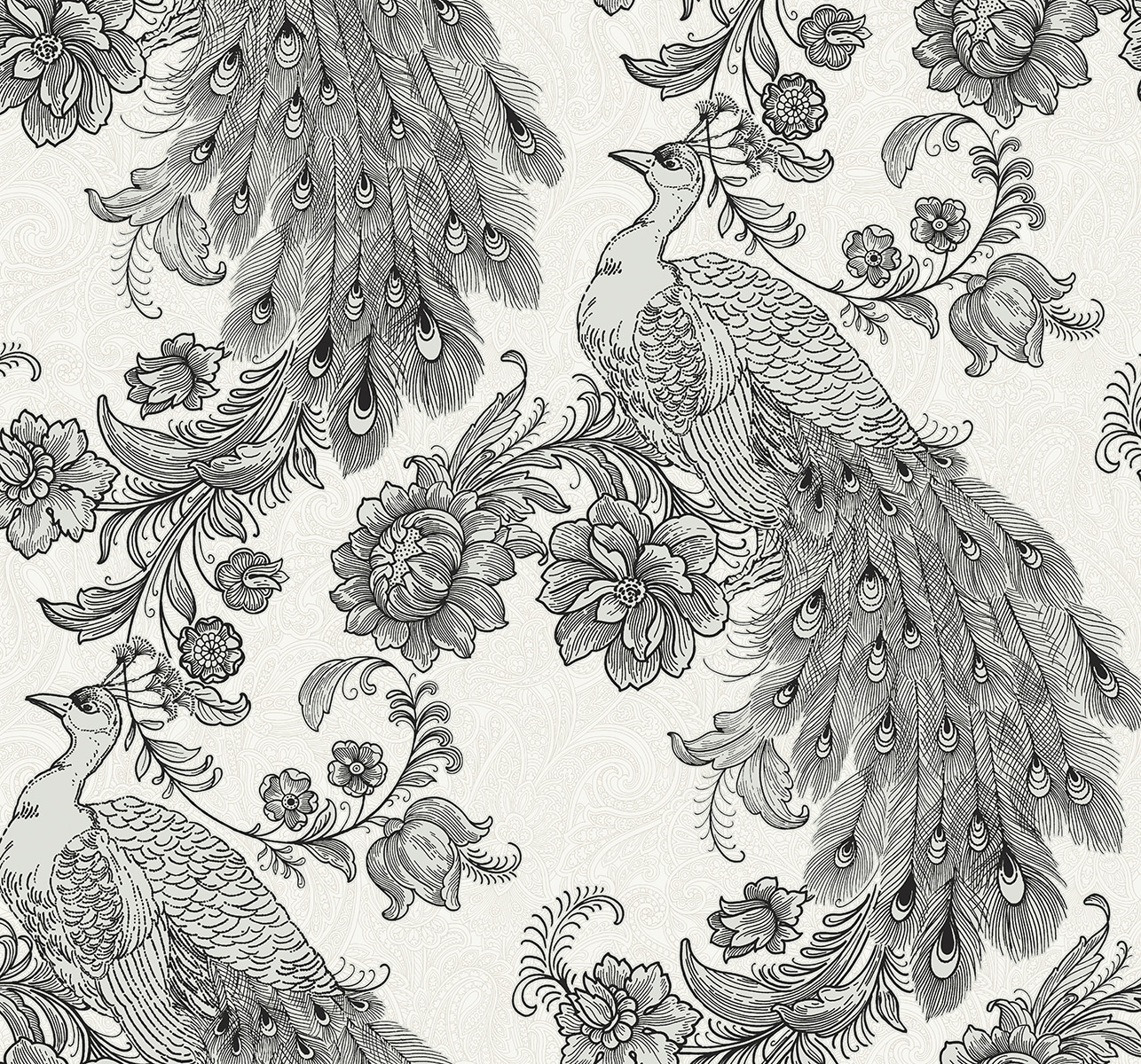 NextWall 40.5-sq ft Ivory and Ebony Gems Vinyl Birds Self-adhesive Peel and Stick Wallpaper