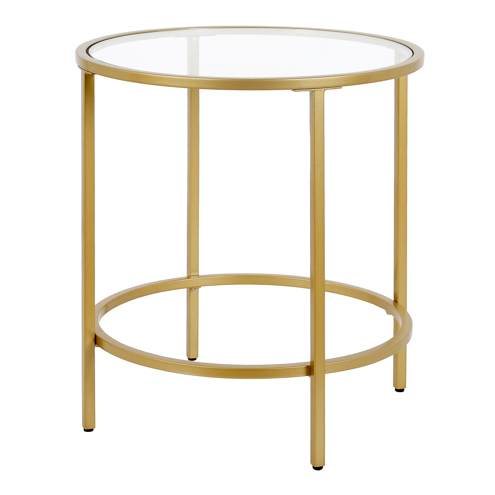 Hailey Home ST0654 Sivil 20-Inches W x 22-Inches H Brass Glass Round Modern End Table Assembly Required