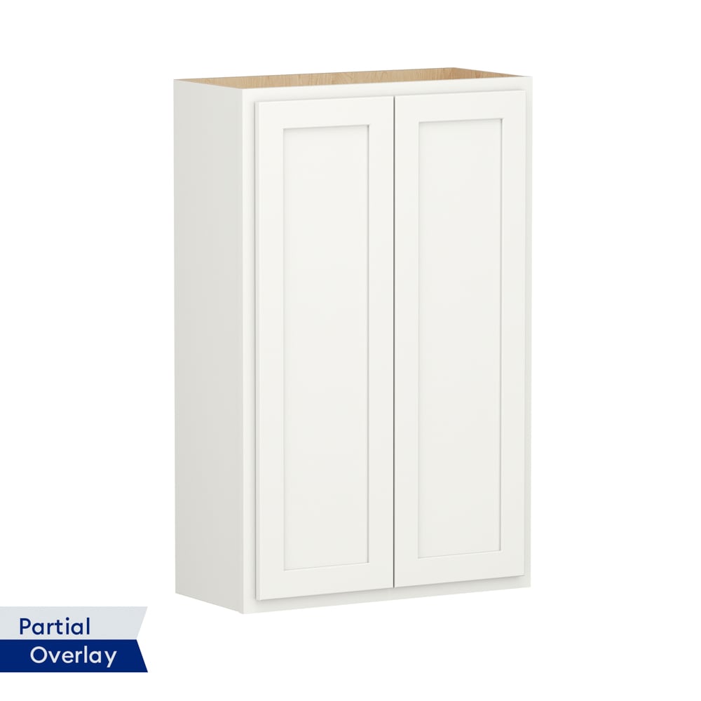 Shenandoah PRO Express SPE 92MPS-280 Breckenridge 27-in W x 42-in H x 12-in D Linen Partial Overlay Wall Fully assembled Plywood Cabinet (Recessed Panel Shaker)