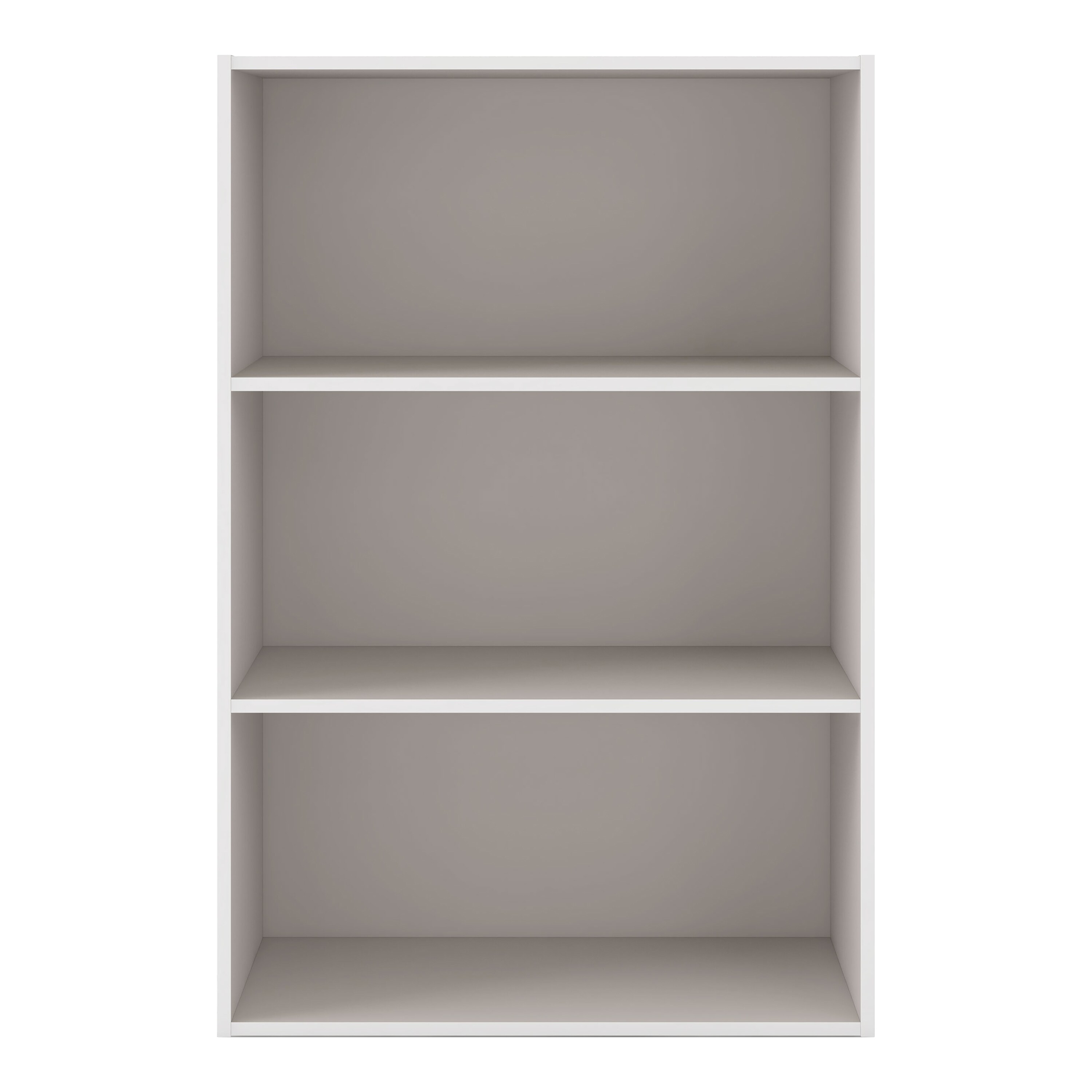 Quincy Light Gray Composite 3-Shelf Stackable Modular Bookcase
