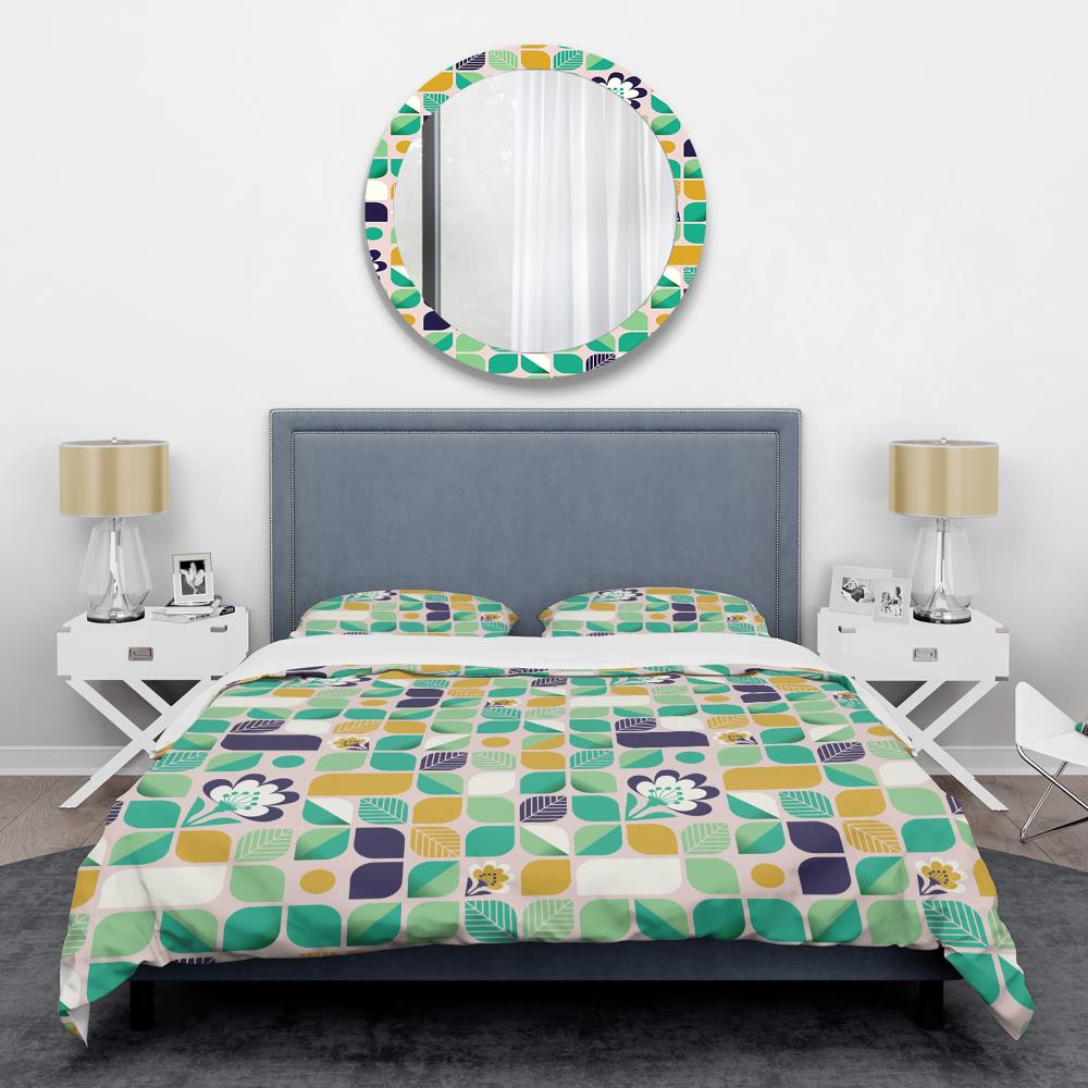 Designart BED24070-K 3 -Piece Green King Duvet cover Set