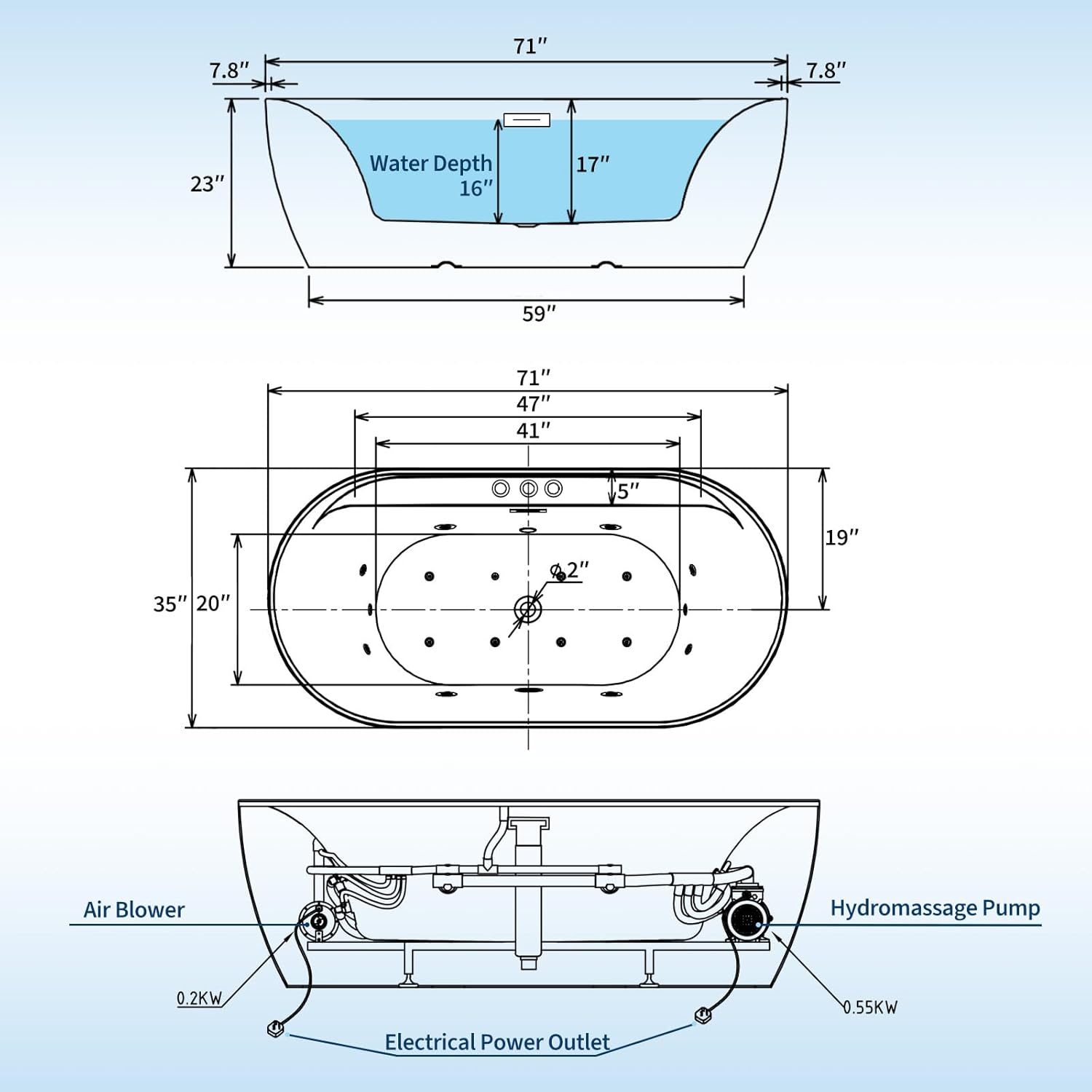WhizMax PTH3353AAAW bathtubs - View #3