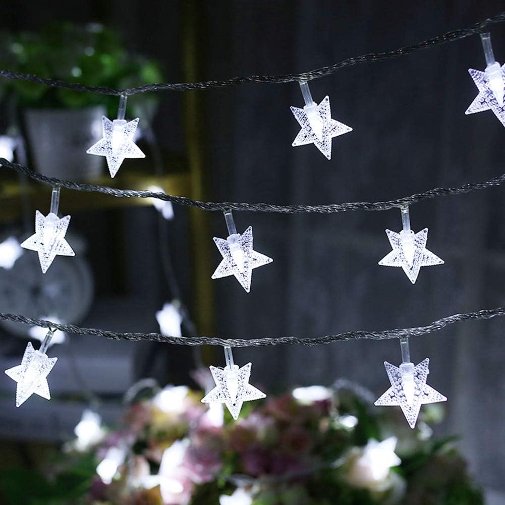 Twinkle Star B07K6B5V1T 49 ft 100ct LED Star String Lights Plug in Fairy String Lights Waterproof Indoor and Outdoor Cool White