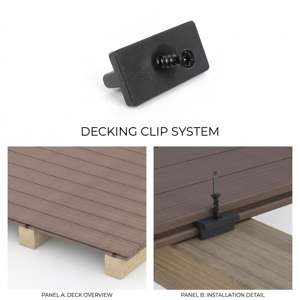 Etokfoks  1200pcs Hidden Deck Fasteners Composite Universal Polypropylene T Clips for Decking Boards Seamless Installation