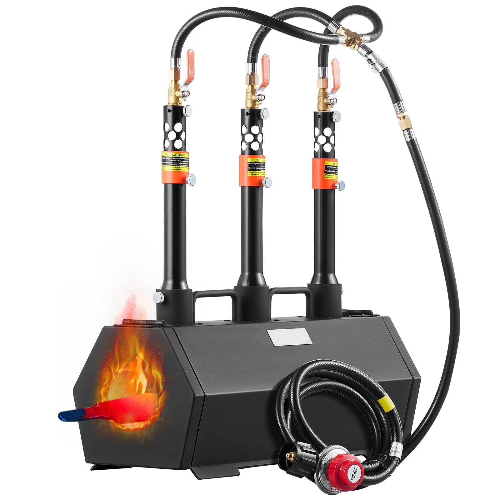 GIVIMO - Portable Propane Forge 3 Burner 2600-Degree F Blacksmith Forge with Dual Side Openings a...