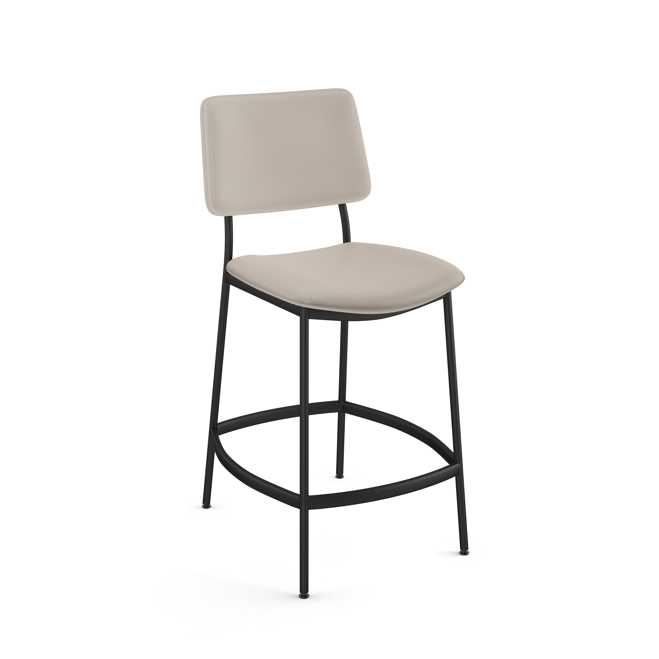 Amisco 44545-26WE/1B25DBF4 Sullivan Cream Faux Leather / Black Metal 26.25-in H Counter height (24-in to 27-in) Bucket Seat Upholstered Metal Back Bar Stool Back