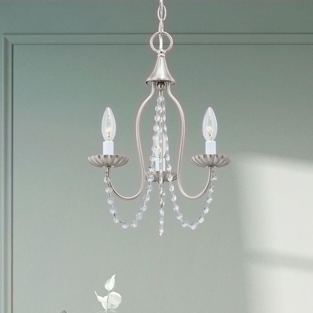 Alessia Brushed Nickel 3-Light Mini Chandelier with Crystal Accents