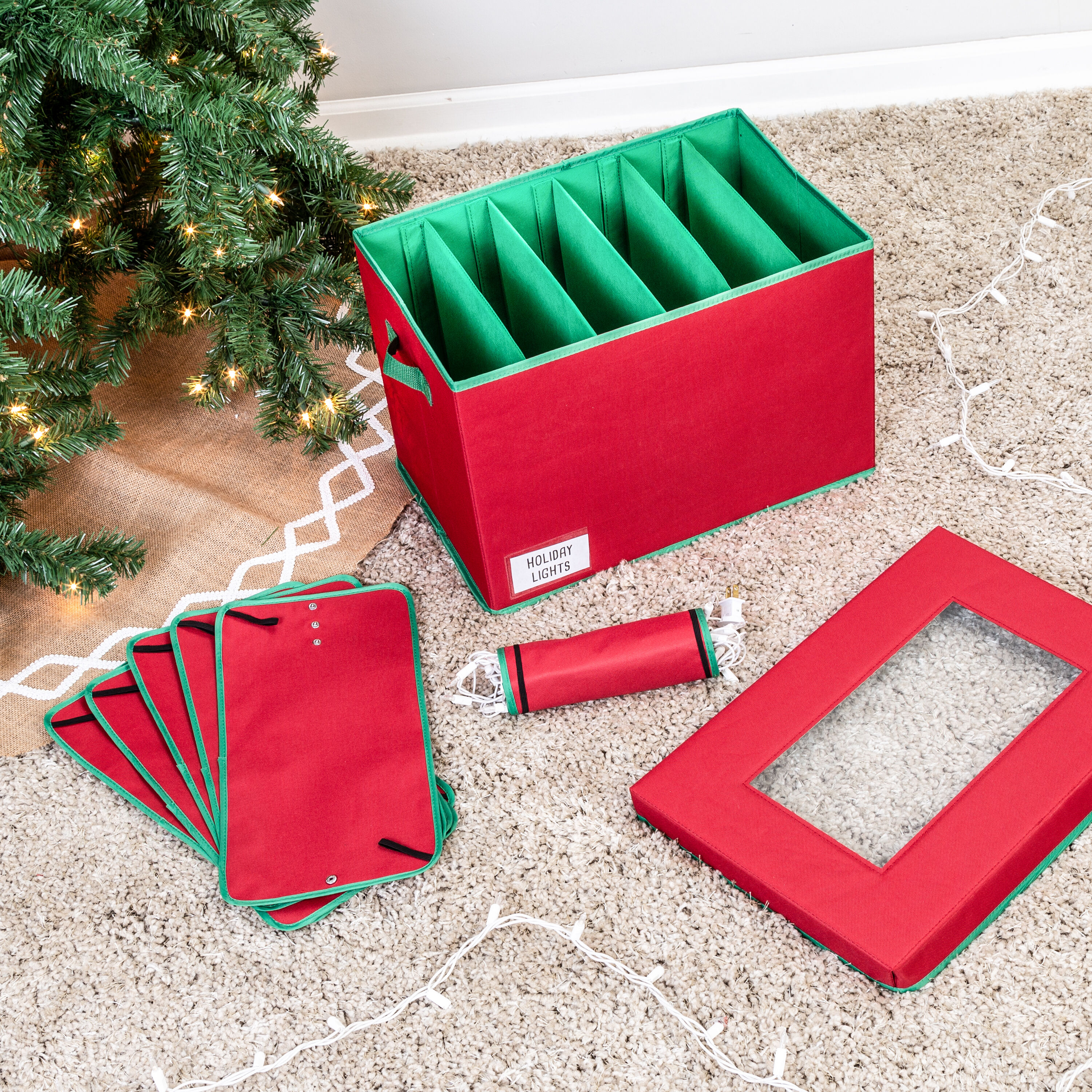 Holiday Living 25.5-in W x 51-in H Red Collapsible Rolling Upright  Christmas Tree Storage Bag (For Tree Heights 8.1-ft-9-ft) in the Christmas  Tree Storage Bags department at