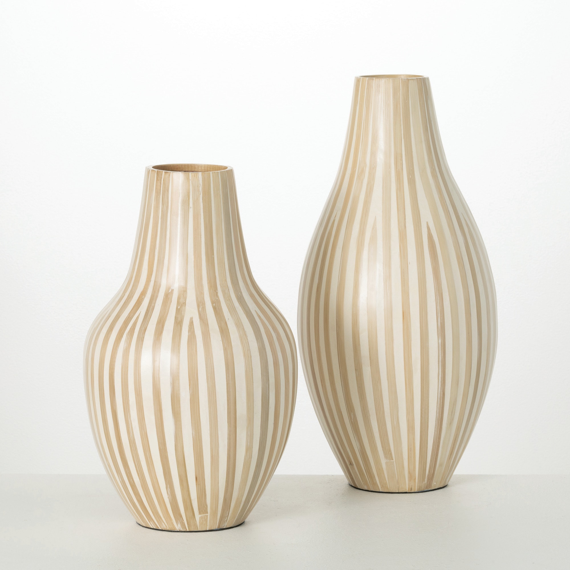 Sullivans N3185 2 -Pack Brown Wood Modern Vase