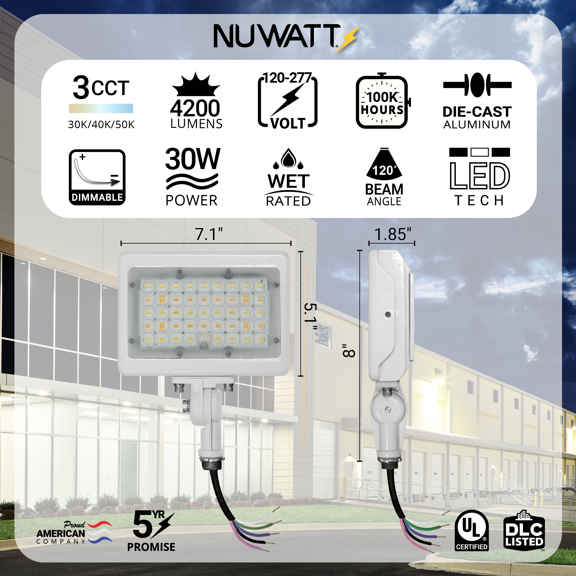 NUWATT NW-SFL-30W-3CT-KN-WH Spot-Lights - View #2