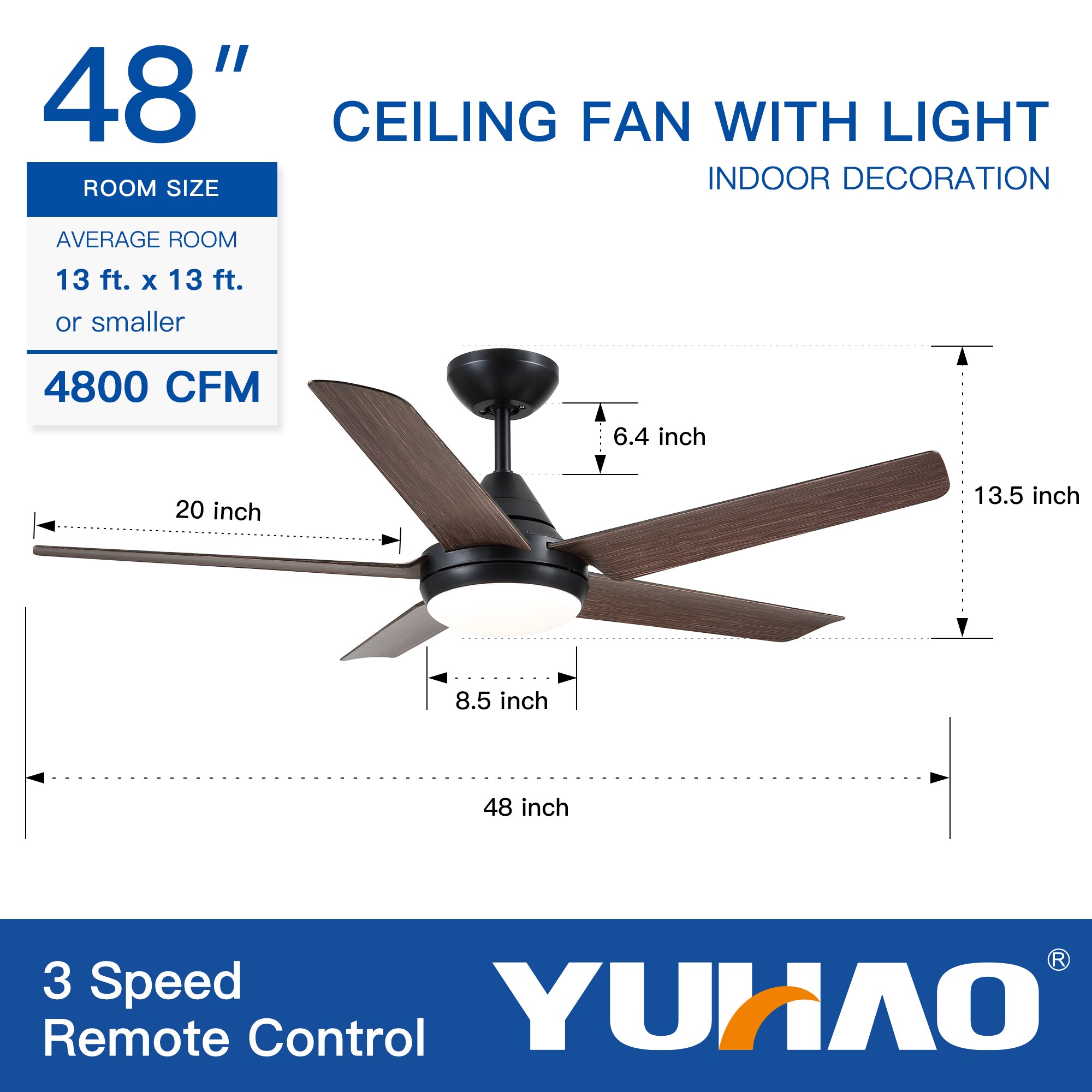 WELLFOR KBSE-012BK Ceiling-Fans - View #4
