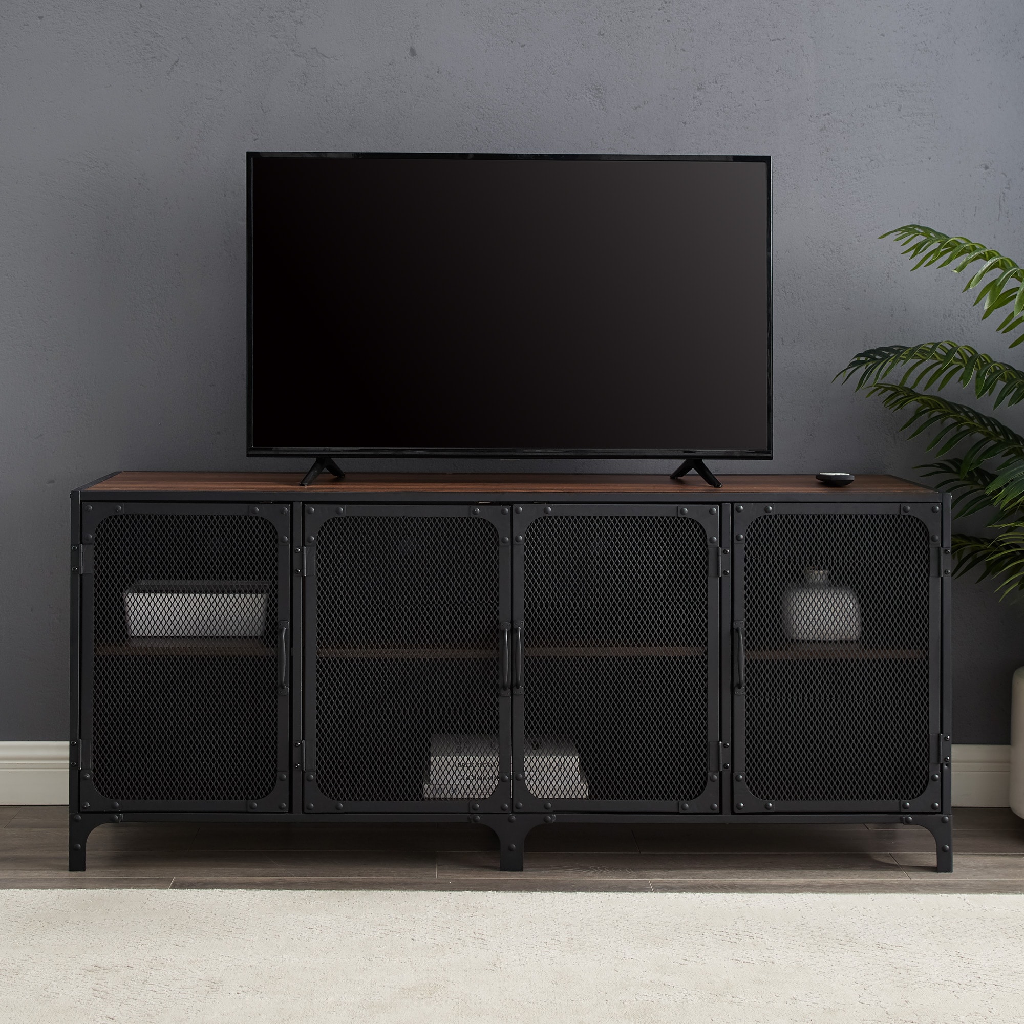 allen + roth Transitional Ash White Tv Stand (Accommodates TVs up to 65-in)  in the TV Stands department at